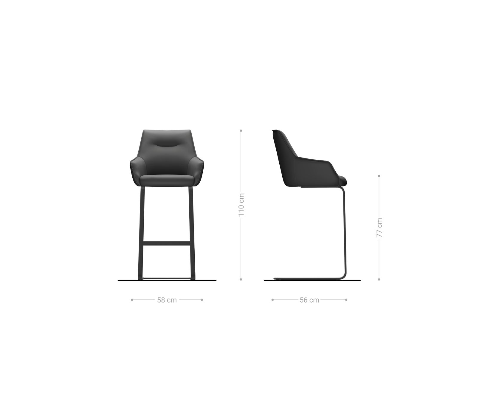 Chaise-de-bar Alja-Flex mélange de matériaux microfibre boue / bouclé boue Piétement luge plat métal noir ressorts ensachés 6