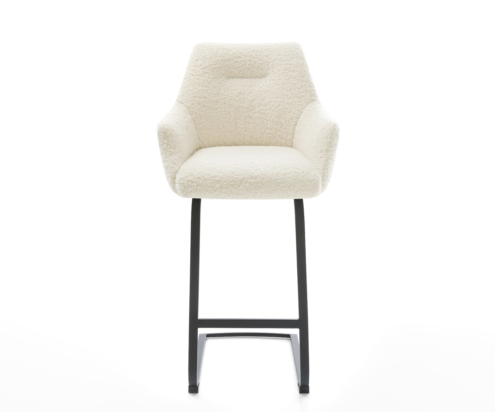 Chaise-de-bar Alja-Flex Tissu teddy Beige Pied cantilever plat noir Noir Ressort ensaché 2