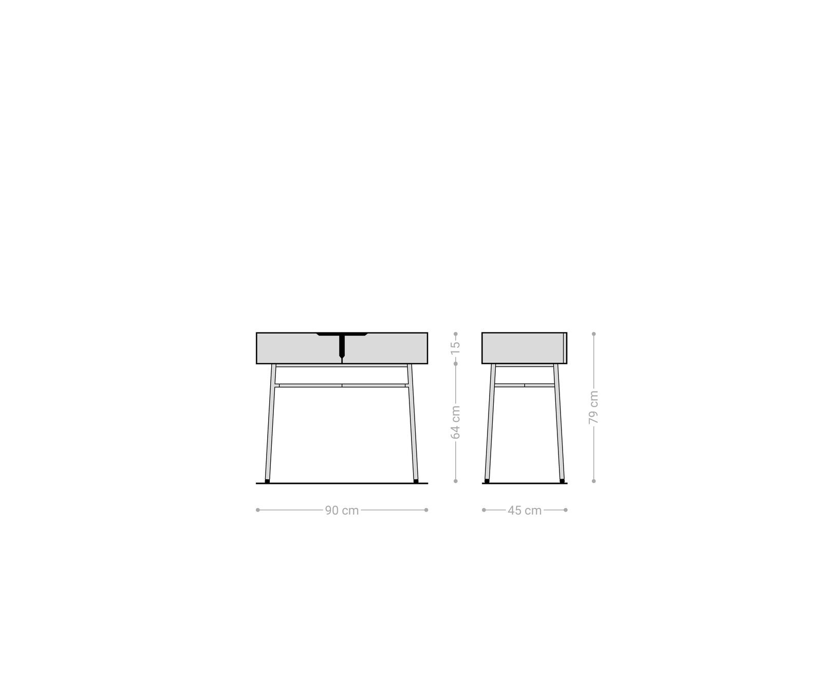 Table-console Mikkusu 90x45 cm bambou naturel manguier noir 2 tiroirs métal noir 4