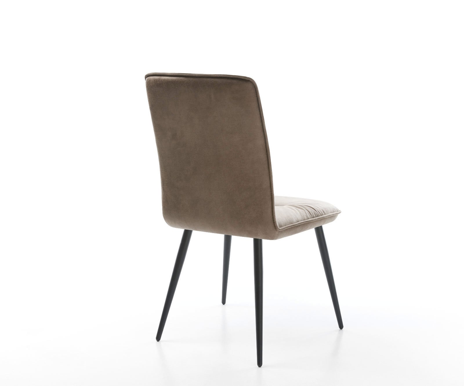 Chaise-de-salle-à-manger Vinjo-Flex microvelours taupe vintage 4 pieds coniques noir 4 Chaise-de-salle-à-manger Vinjo-Flex microvelours taupe vintage 4 pieds coniques noir 4