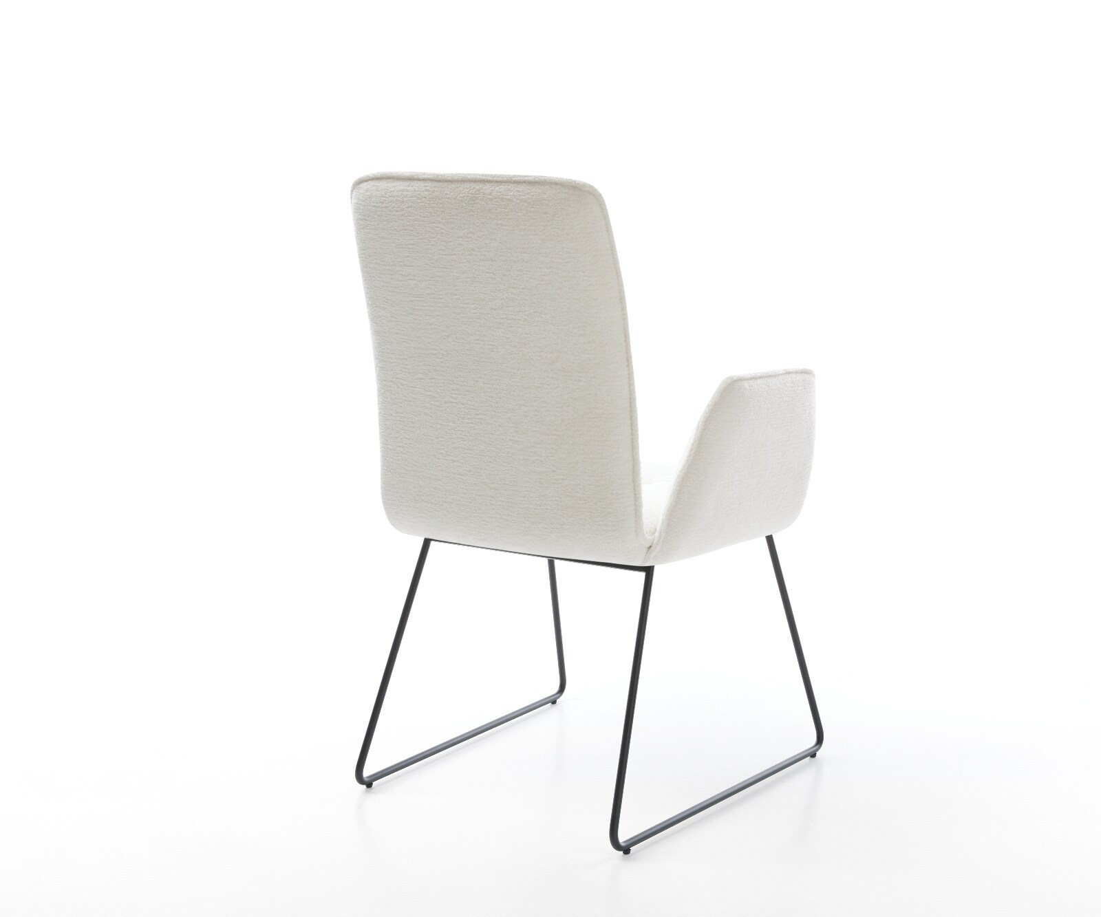 Chaise-de-salle-à-manger Vinja-Flex bouclé doux beige pied trapèze noir 4