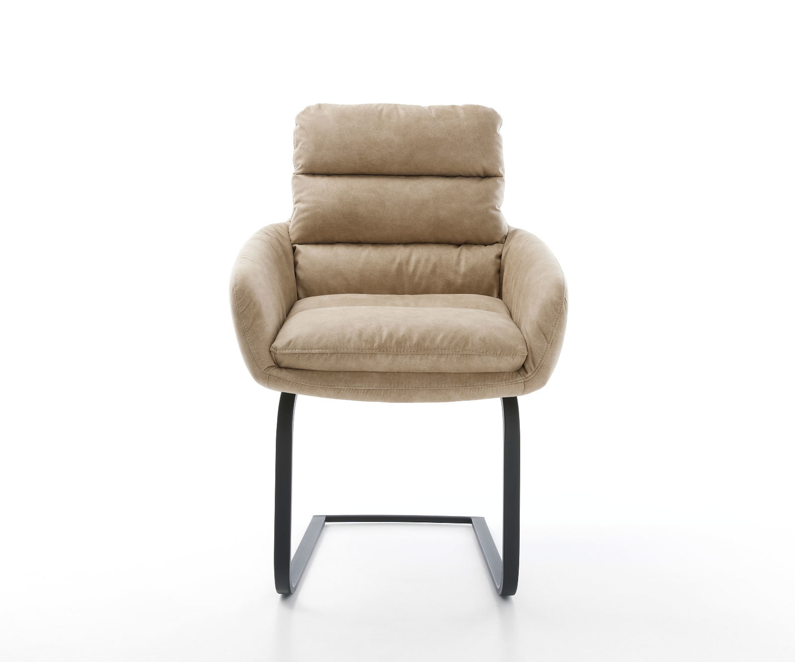 Cantilever Abelia-Flex avec accoudoirs microvelours beige vintage pied cantilever plat noir 1 Cantilever Abelia-Flex avec accoudoirs microvelours beige vintage pied cantilever plat noir 1
