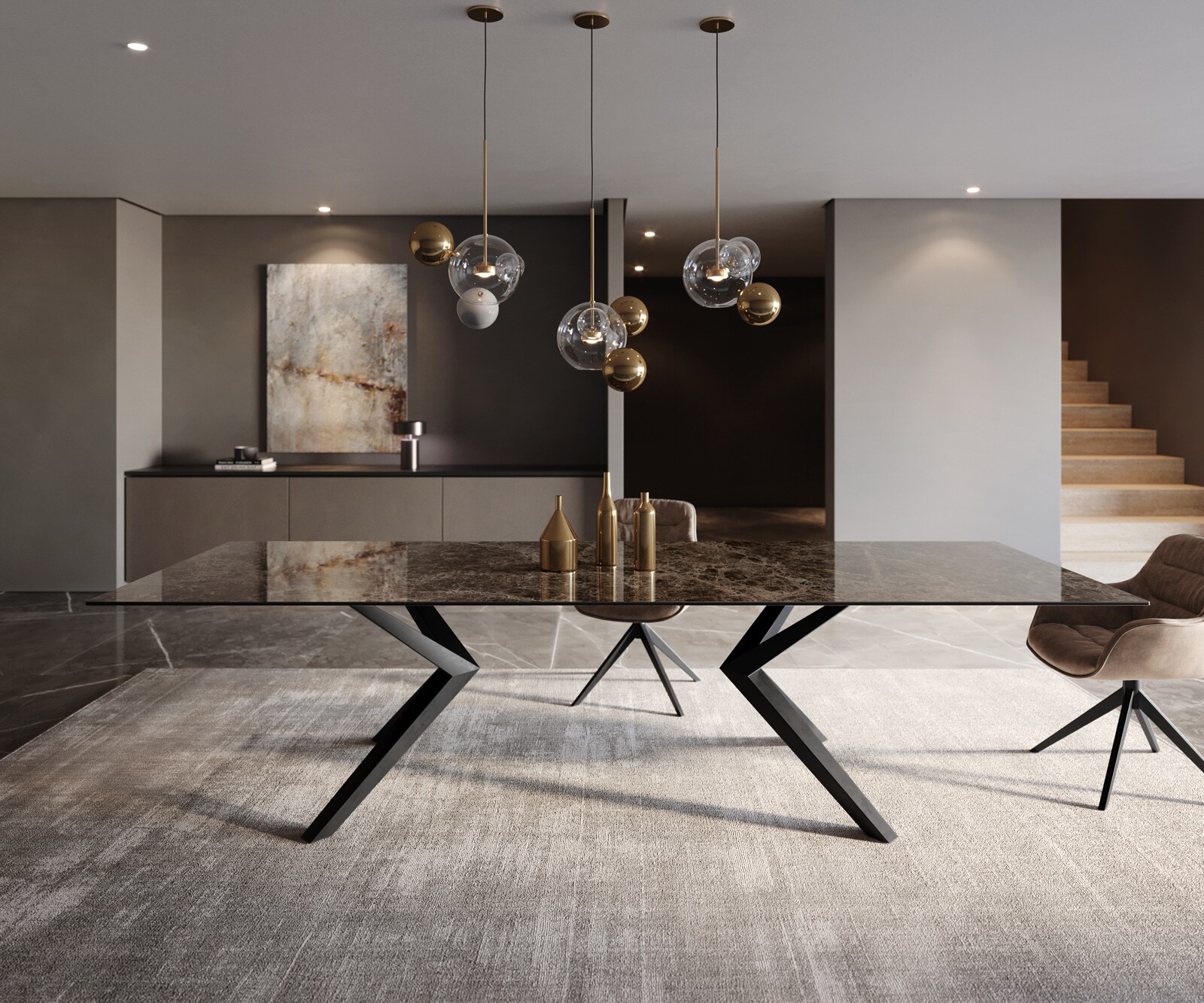 Piètement de table Zenthara anguleux métal noir (set de 2 pièces) 1