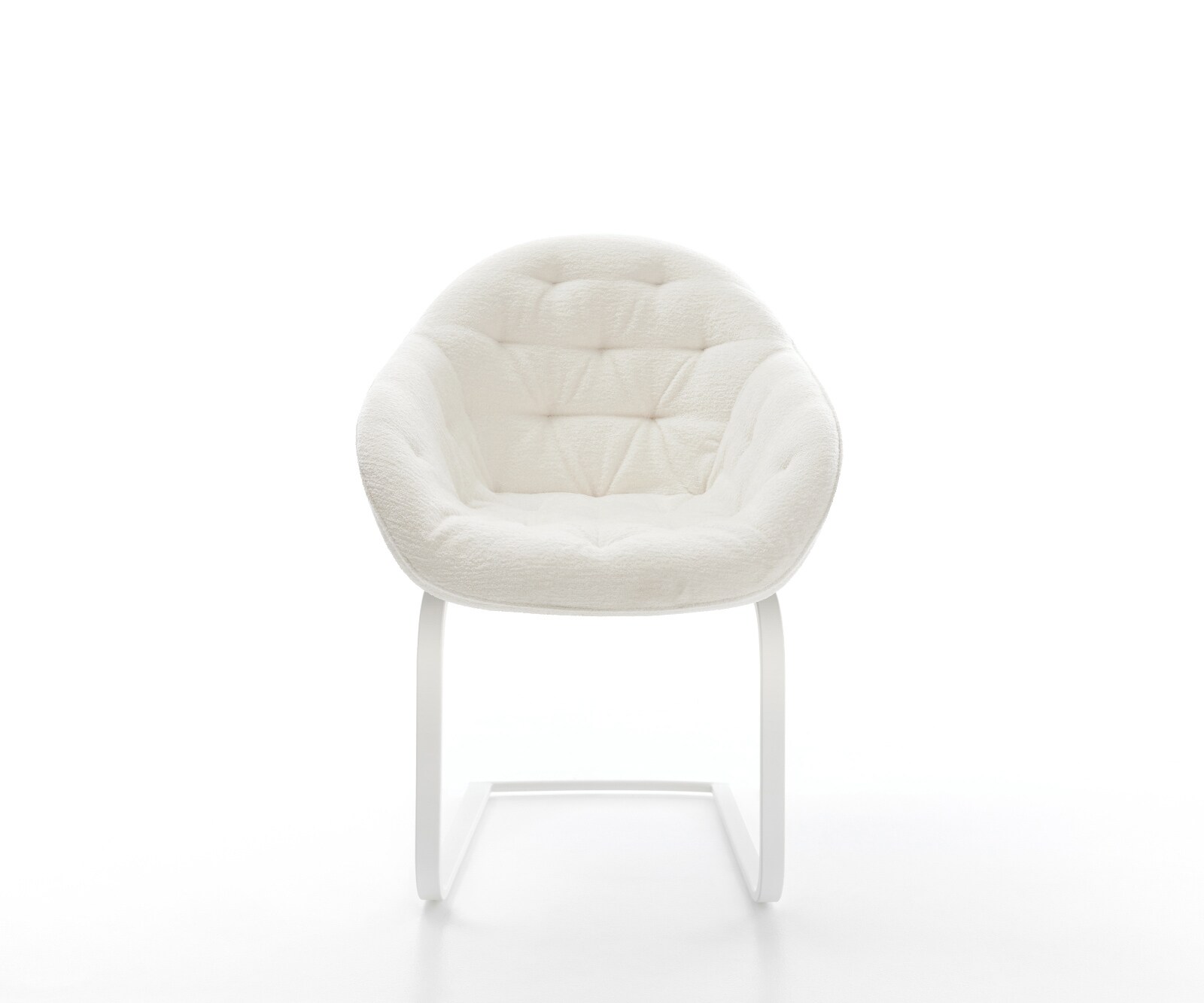 Cantilever Gaio-Flex bouclé doux beige pied cantilever plat blanc 1