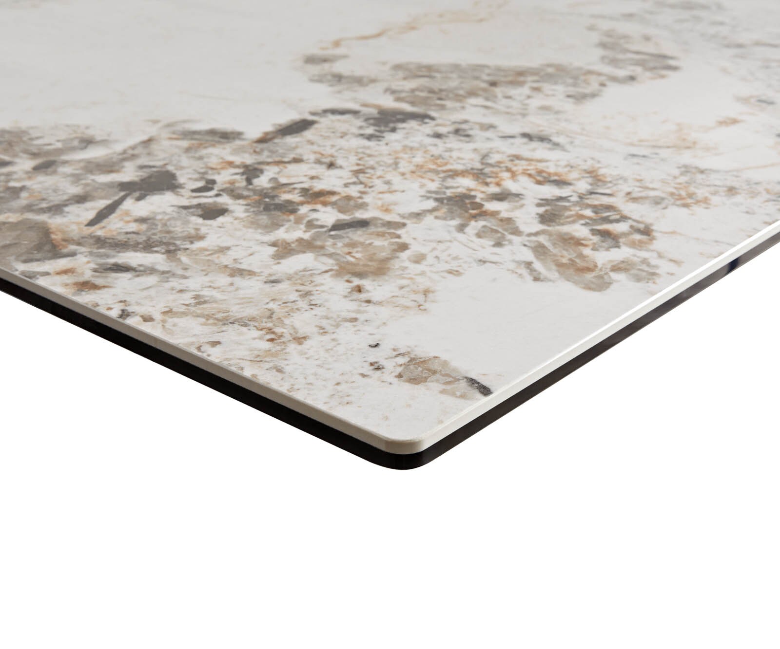 Table à manger Edge 200-300x100 céramique Minas mélange blanc-beige Wave acier inoxydable extensible 4