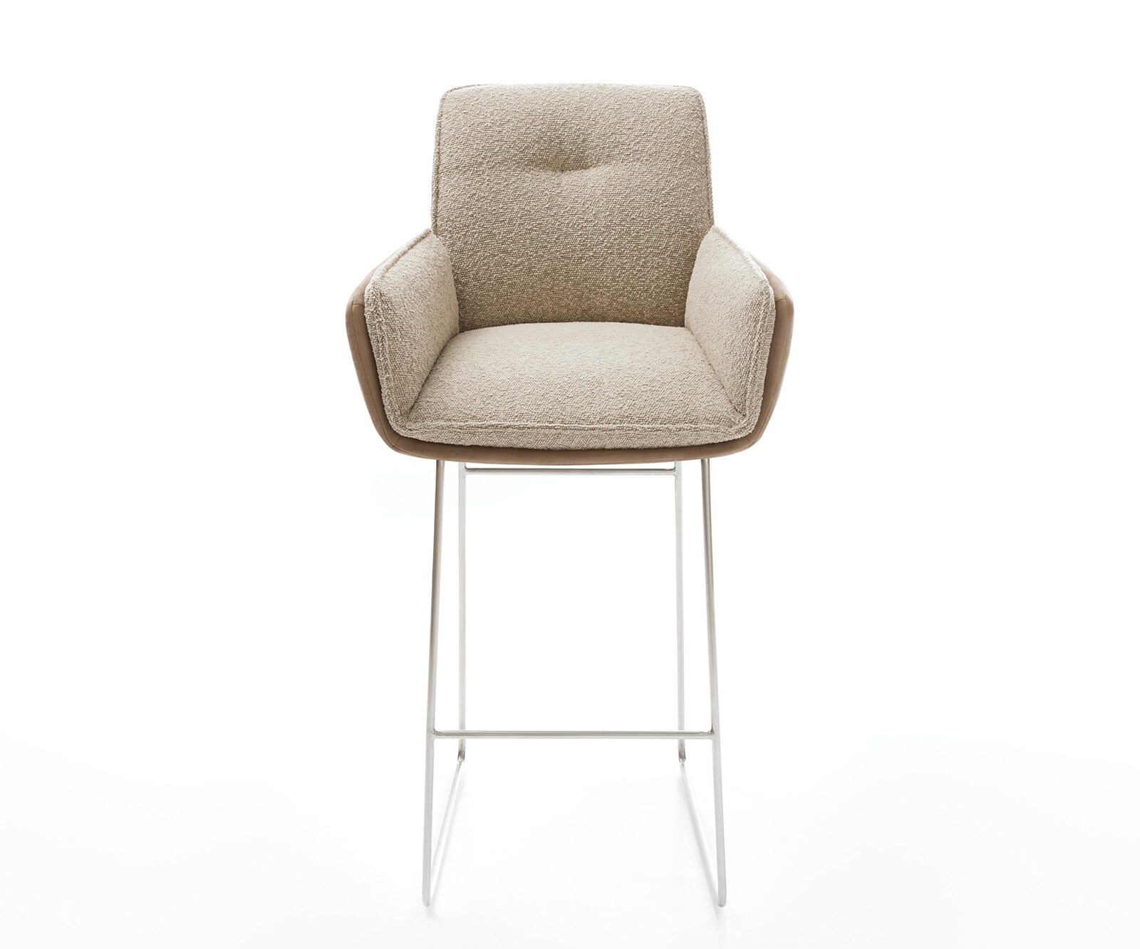 Chaise-de-bar Nela-Flex mélange de matériaux boue piétement traîneau acier inoxydable ressorts ensachés 1 Chaise-de-bar Nela-Flex mélange de matériaux boue piétement traîneau acier inoxydable ressorts ensachés 1