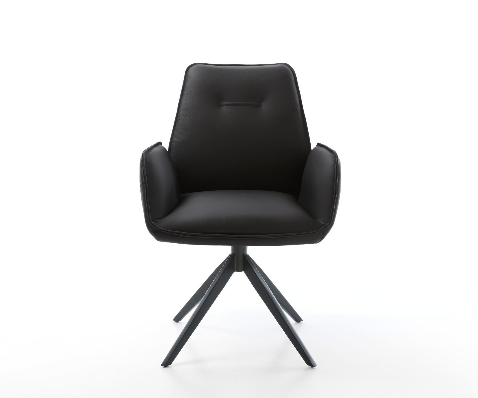 Chaise-de-salle-à-manger Zoa-Flex cuir de vache noir pied croisé large noir ressorts ensachés 1