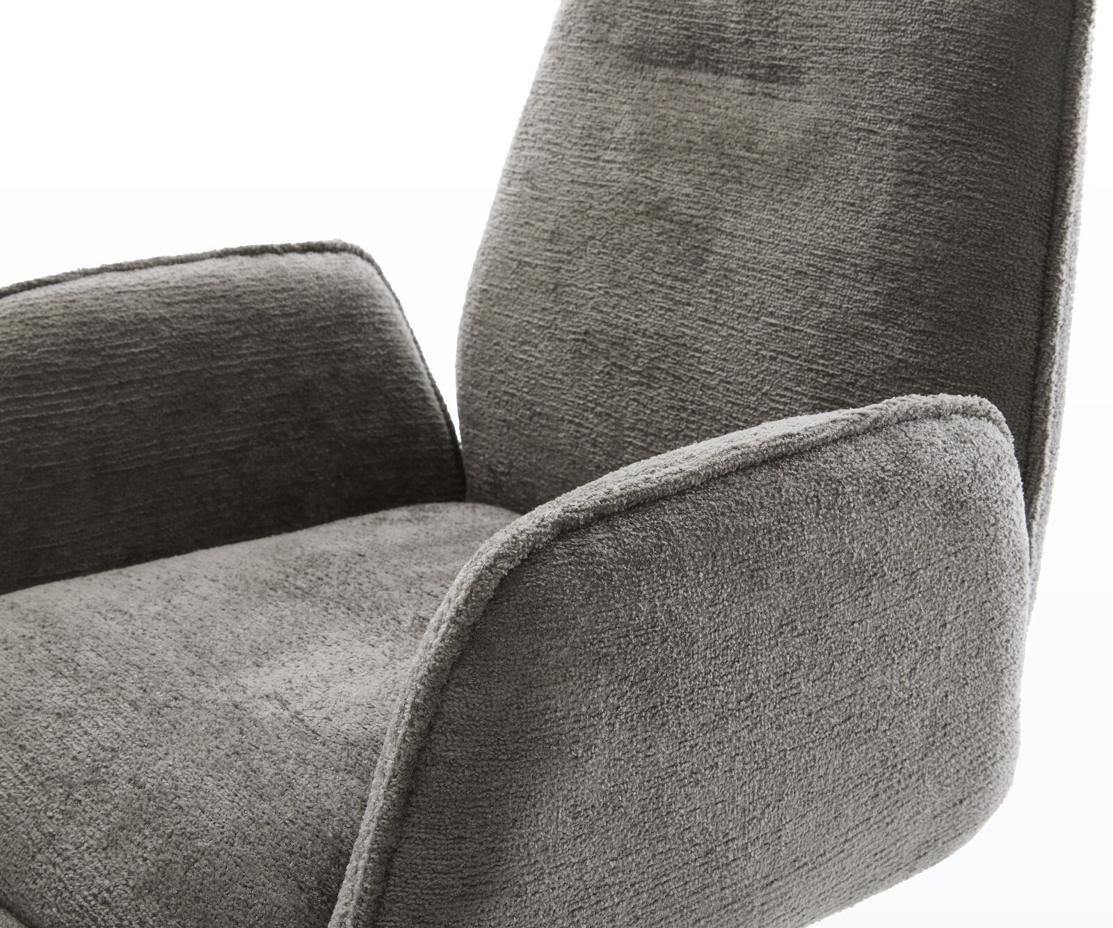 Chaise-de-salle-à-manger Zoa-Flex bouclé doux couleur boue pied trapèze acier inoxydable resorts ensachés 3