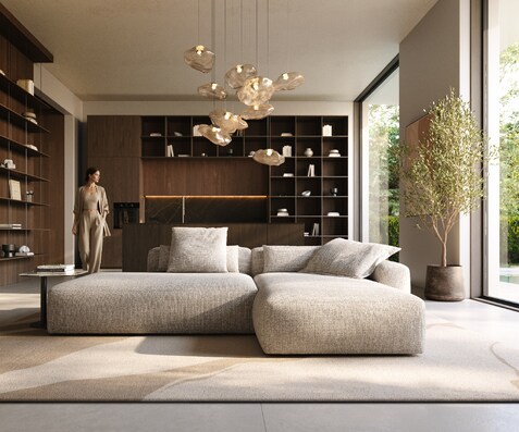 Canapé d'angle Freestyle Pure 310x200 cm Tissu tissé beige doux