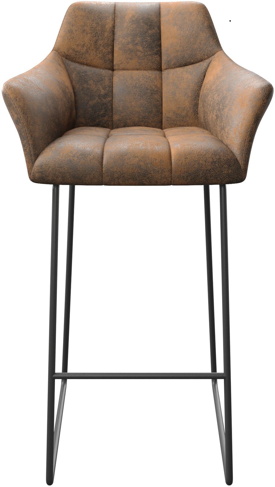 Chaise-de-bar Yulo-Flex vintage marron cadre patin métal 3 Chaise-de-bar Yulo-Flex vintage marron cadre patin métal 3