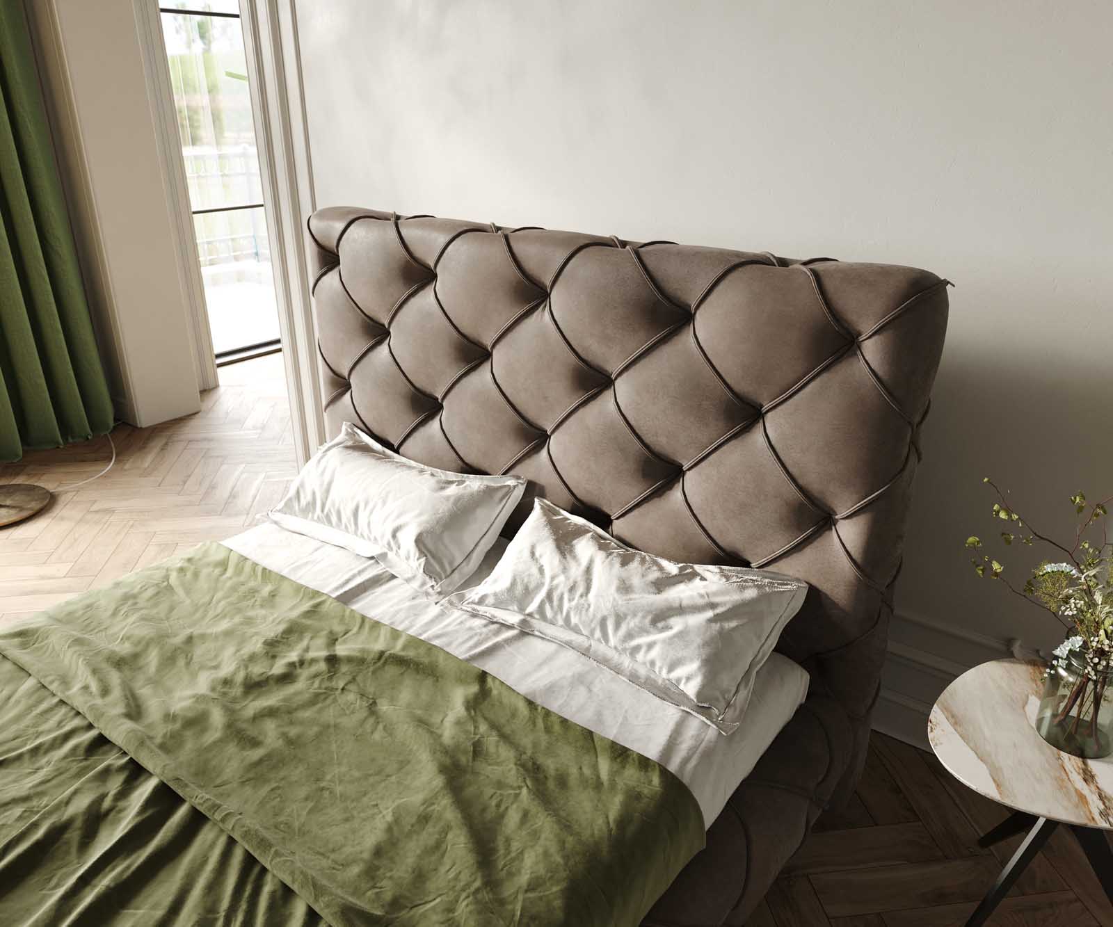 Sommier-rembourré Nayara 140x200 cm microfibre taupe vintage 4