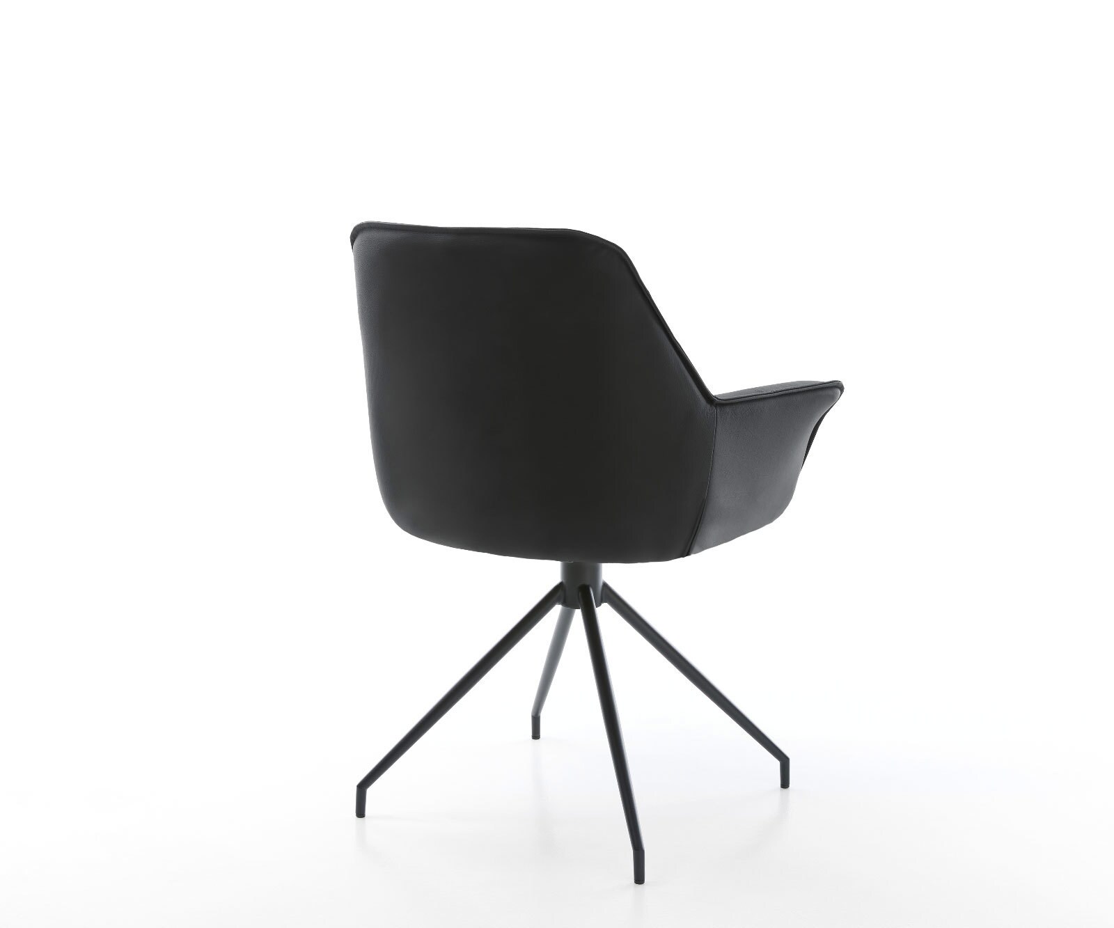 Chaise-de-salle-à-manger Kaira-Flex cuir de vache noir pied croisé conique noir 4 Chaise-de-salle-à-manger Kaira-Flex cuir de vache noir pied croisé conique noir 4