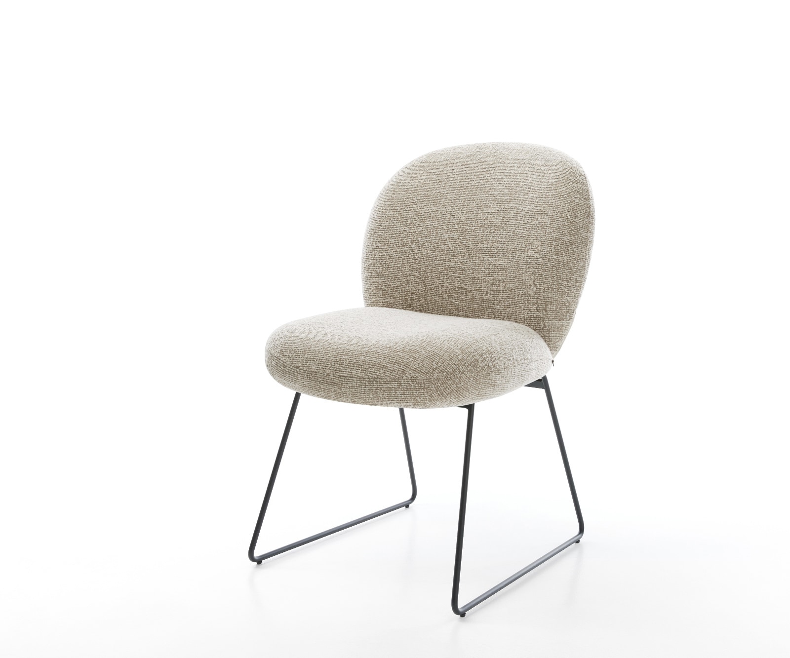 Chaise-de-salle-à-manger Nube-Flex tissu tissé doux beige pied trapèze noir resorts ensachés 1