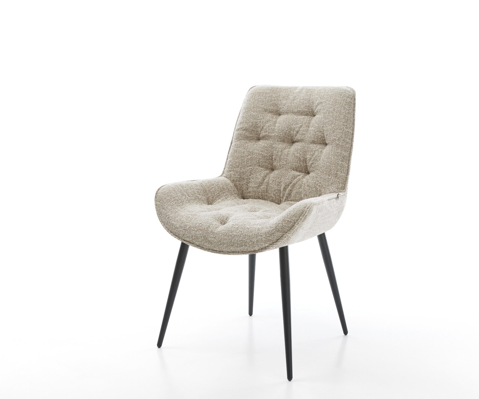 Chaise-de-salle-à-manger Taimi-Flex tissu tissé doux beige 4 pieds coniques noir 1