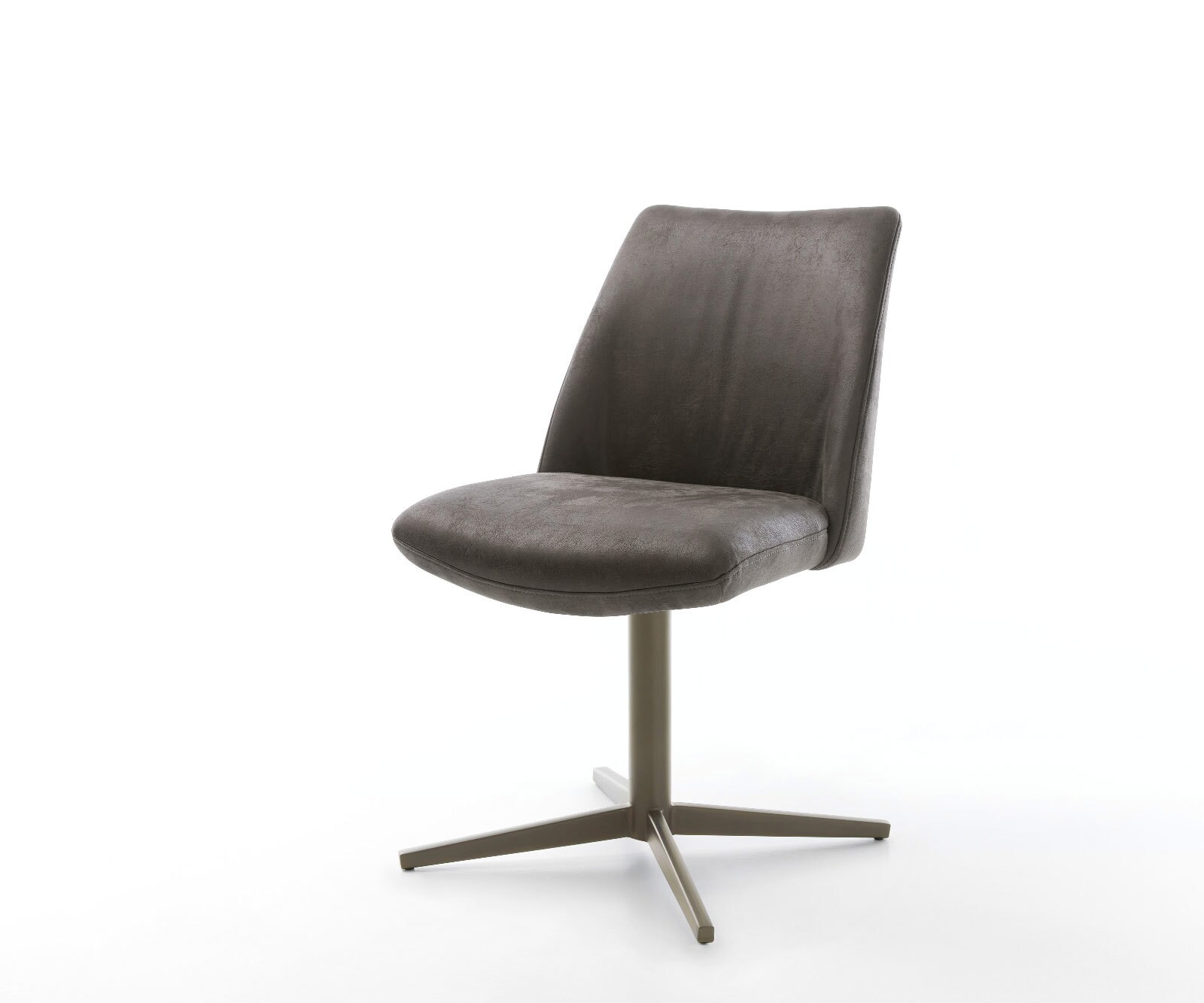 Chaise-pivotante Elso-Flex microvelours anthracite vintage pied de chaise 4 branches aspect titane pivotement sur 360° ressorts ensachés