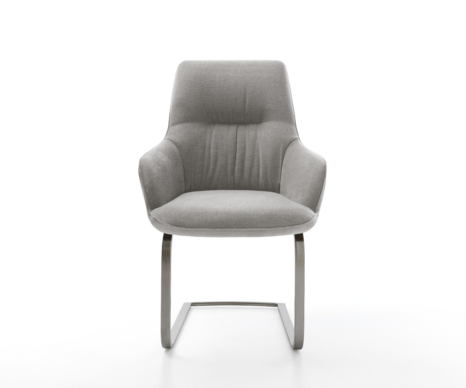 Cantilever Zelia-Flex avec accoudoirs tissu structuré doux gris pied cantilever plat grafiete ressorts ensachés 2