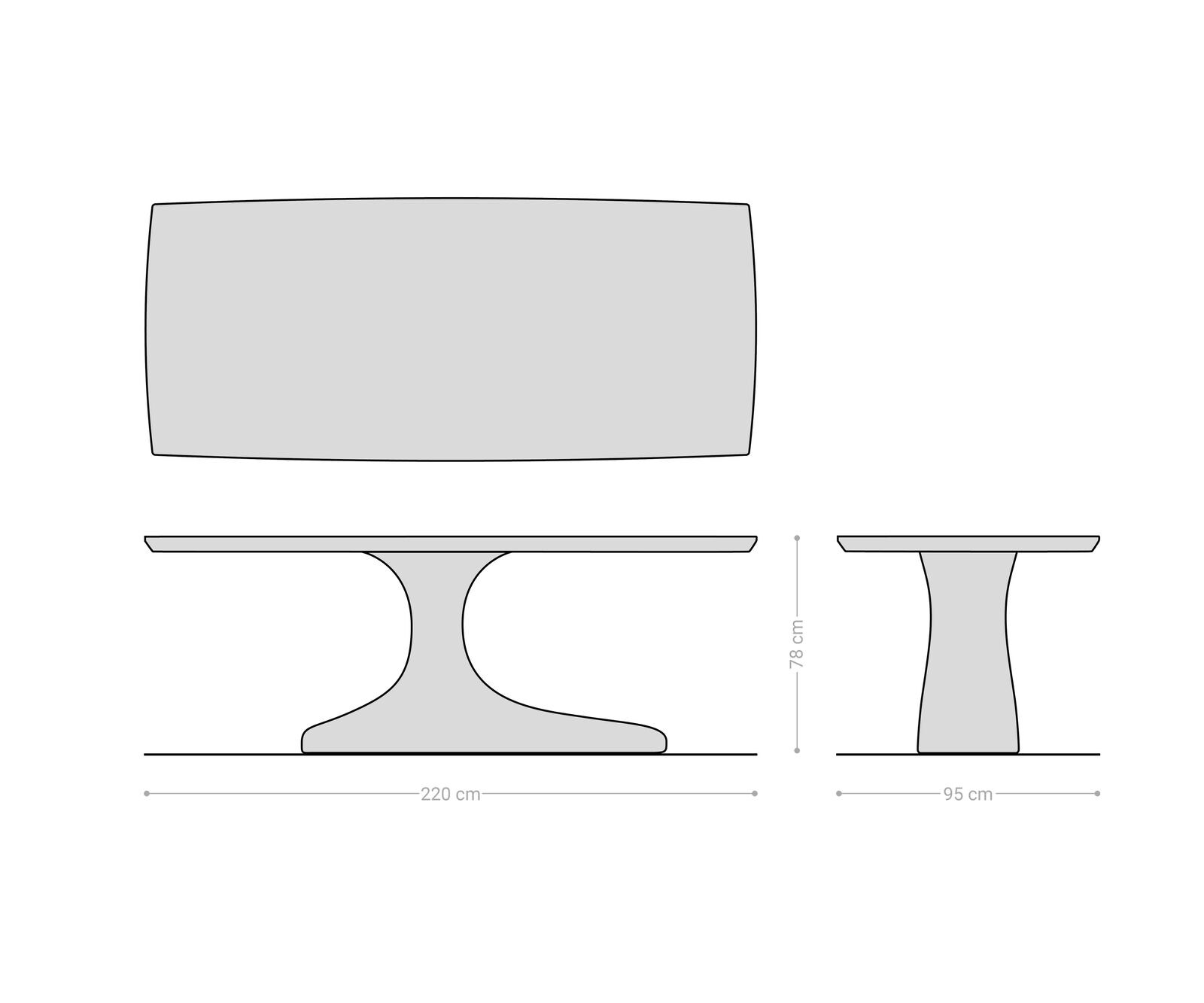 Table-à-manger Yalta 220x95 cm en acacia naturel massif 6