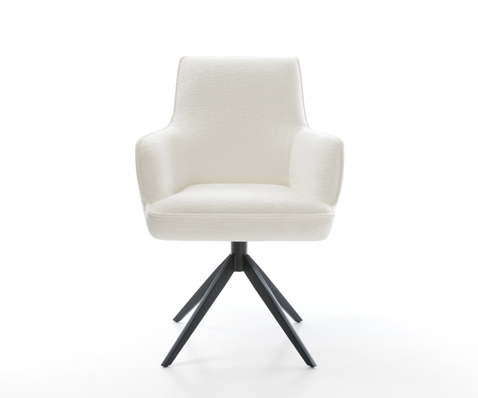 Chaise-pivotante Heira-Flex avec accoudoirs bouclé doux beige pied croisé large noir pivotement sur 360° fonction bascule resorts ensachés 2