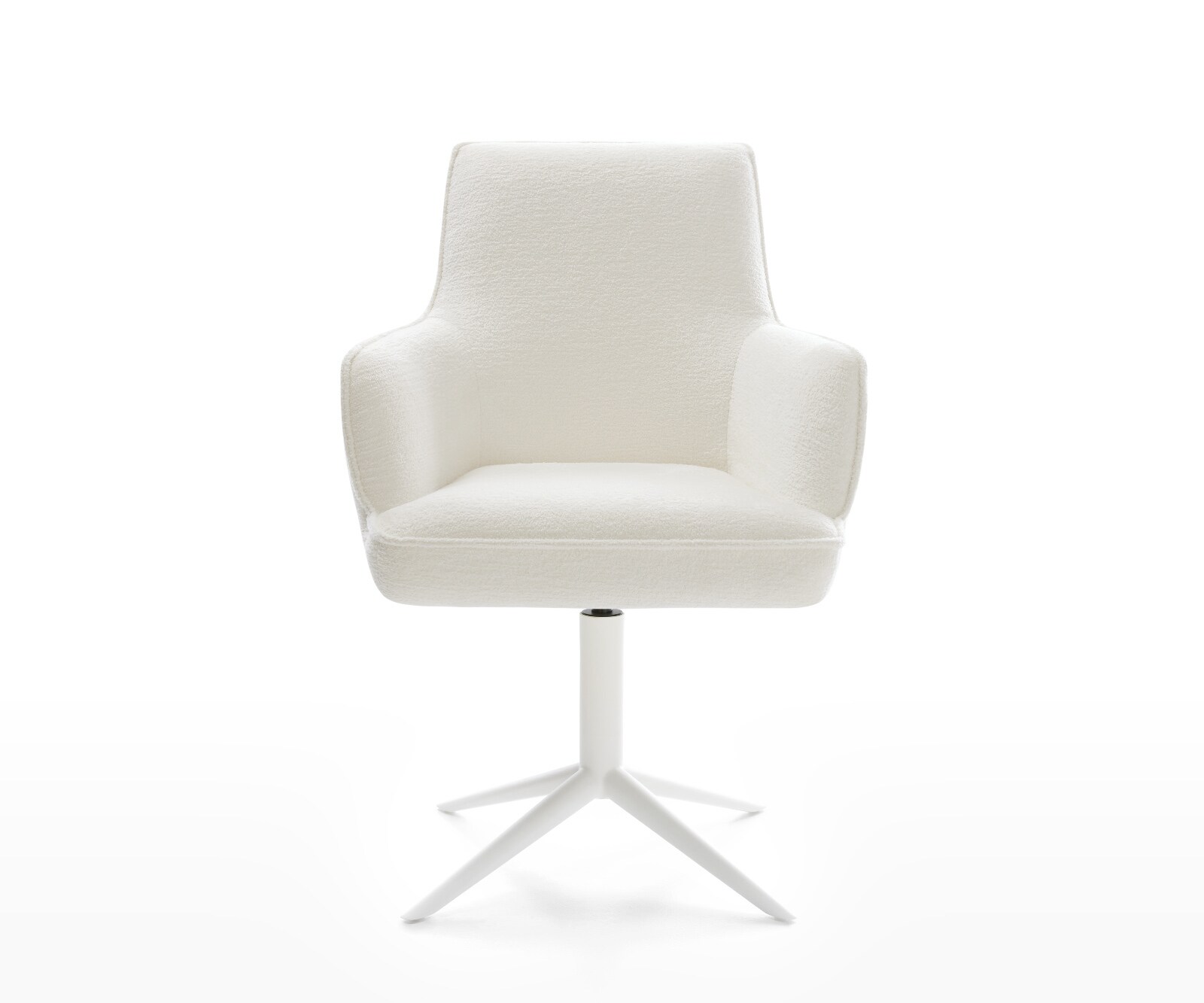 Chaise-pivotante Heira-Flex avec accoudoirs bouclé doux beige pied de chaise 4 branches blanc pivotement sur 360° fonction bascule resorts ensachés 2