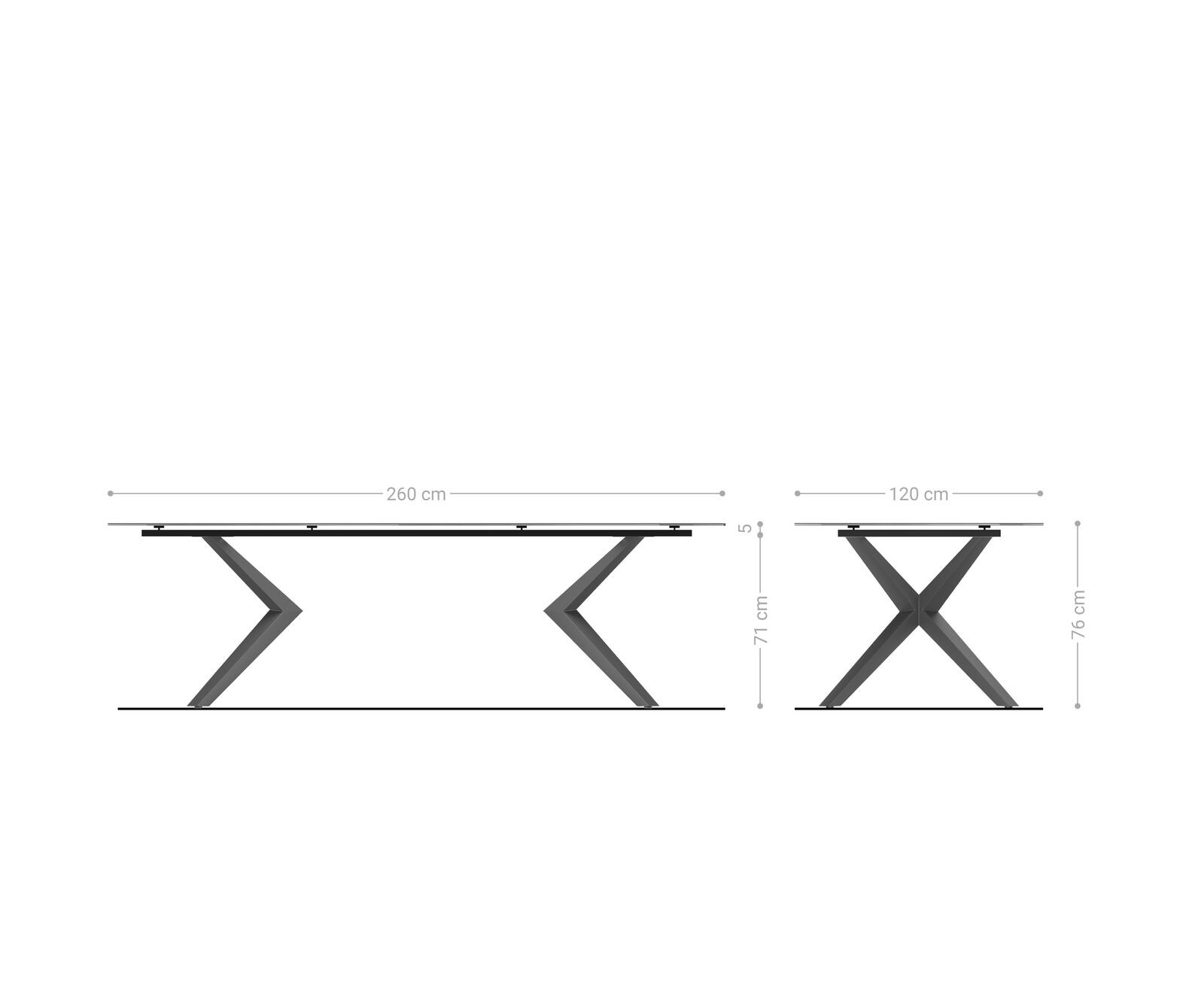 Table à manger Edge Boot 260x120 cm Céramique Laminam® Sabbia Eichefarbig Zenthara anguleux Acier inoxydable 8