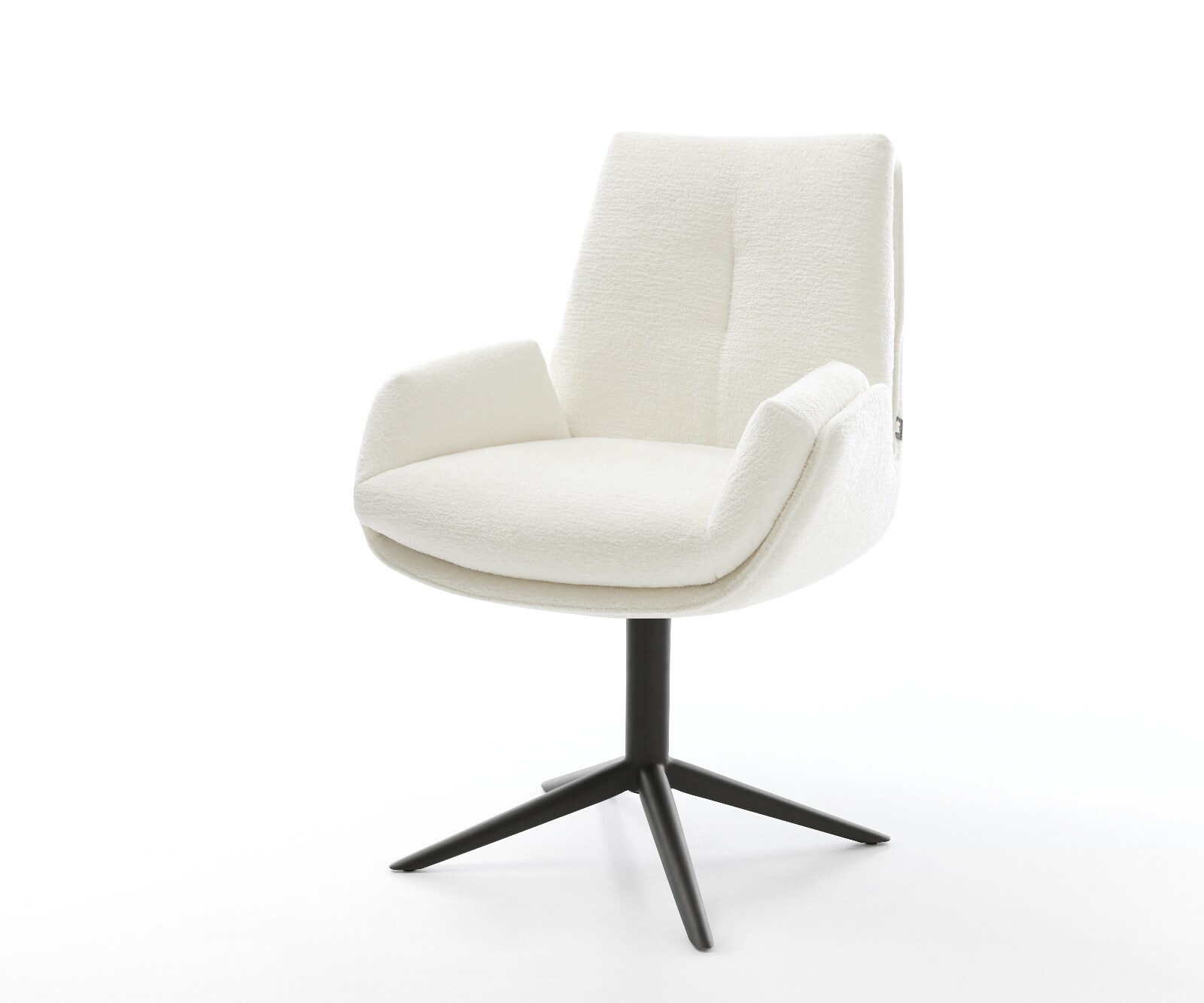 Chaise-pivotante Clea-Flex bouclé doux beige pied de chaise 4 branches noir pivotement sur 360° fonction bascule