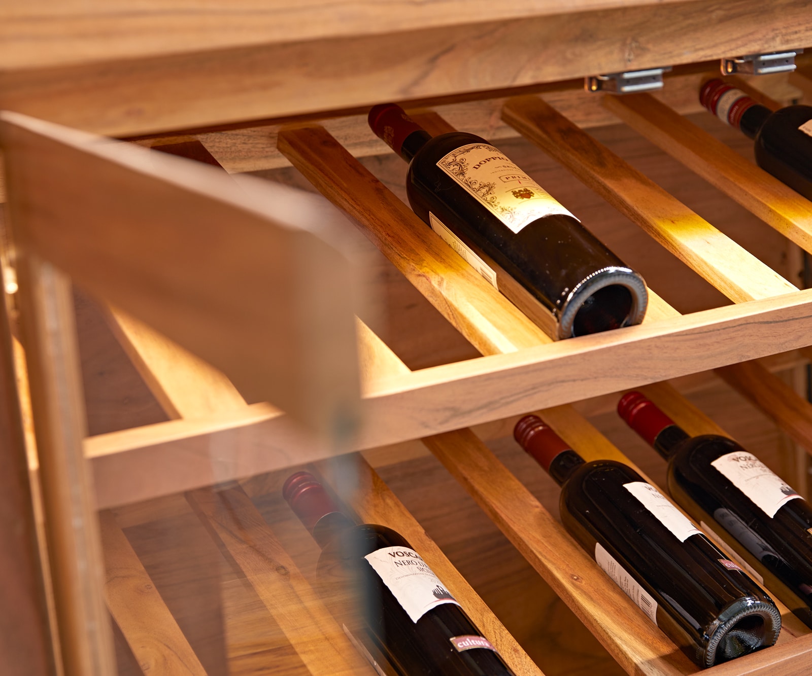 Armoire-bar Hedora 160x75 cm acacia naturel avec éclairage 6 Armoire-bar Hedora 160x75 cm acacia naturel avec éclairage 6