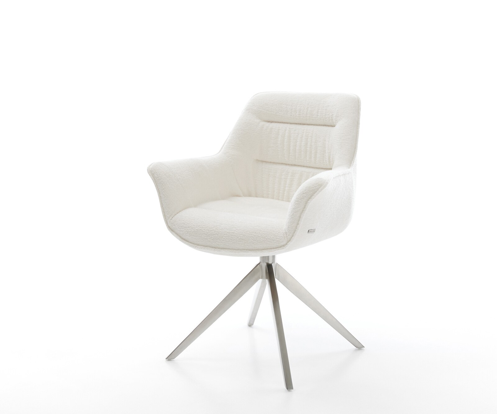 Chaise-pivotante Kaira-Flex bouclé doux beige pied croisé large acier inoxydable pivotement sur 360° fonction bascule 1