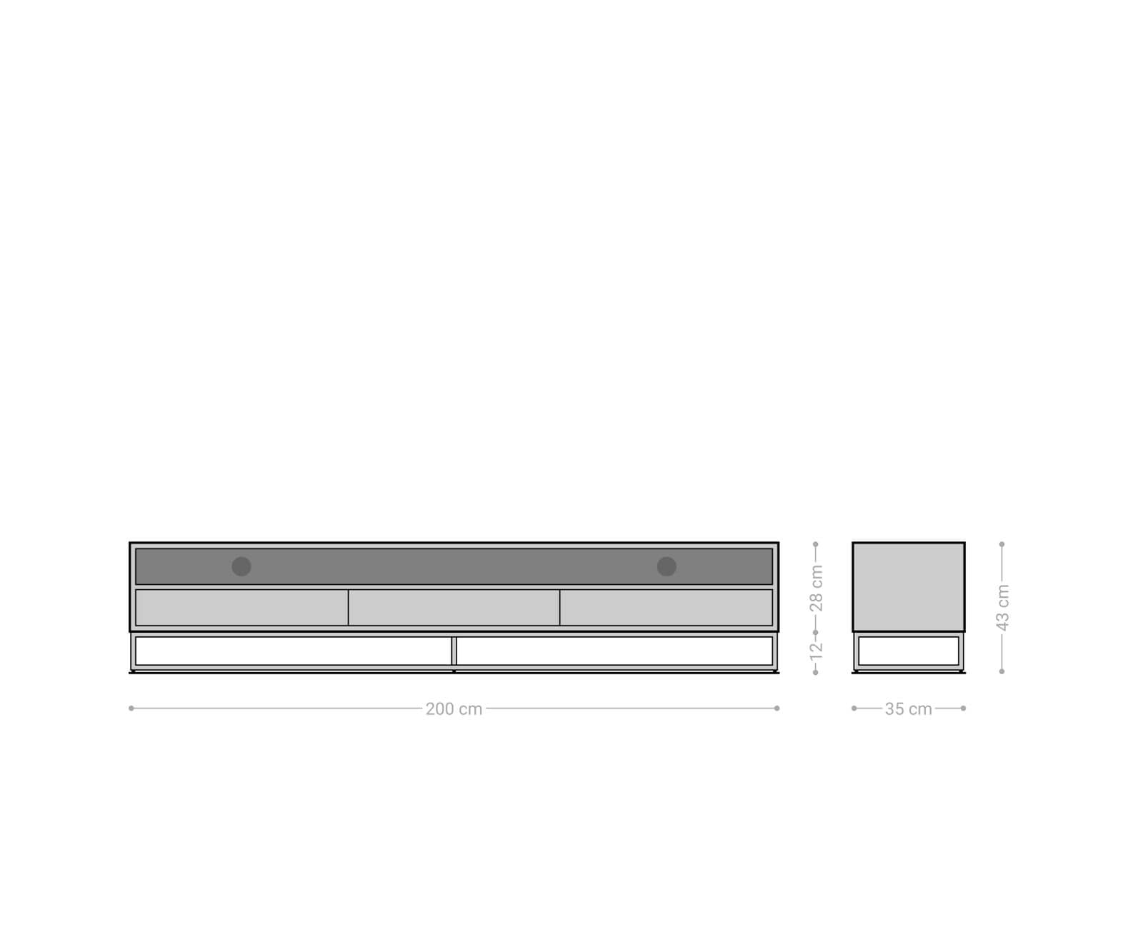 Meuble-TV Famke 200 cm mangue teck 2 compartiments 3 tiroirs 8