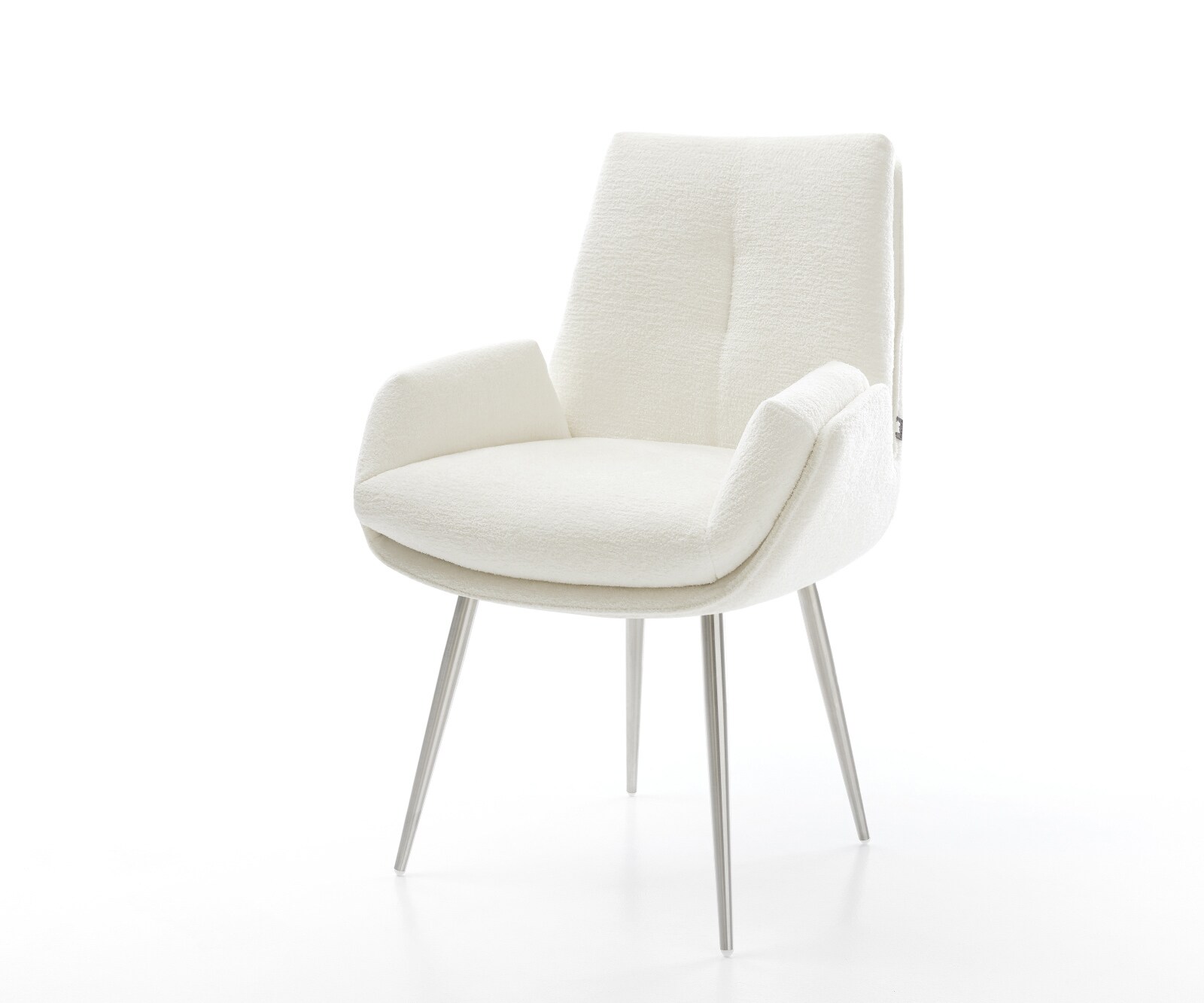 Chaise-de-salle-à-manger Clea-Flex bouclé doux beige 4 pieds coniques acier inoxydable 1