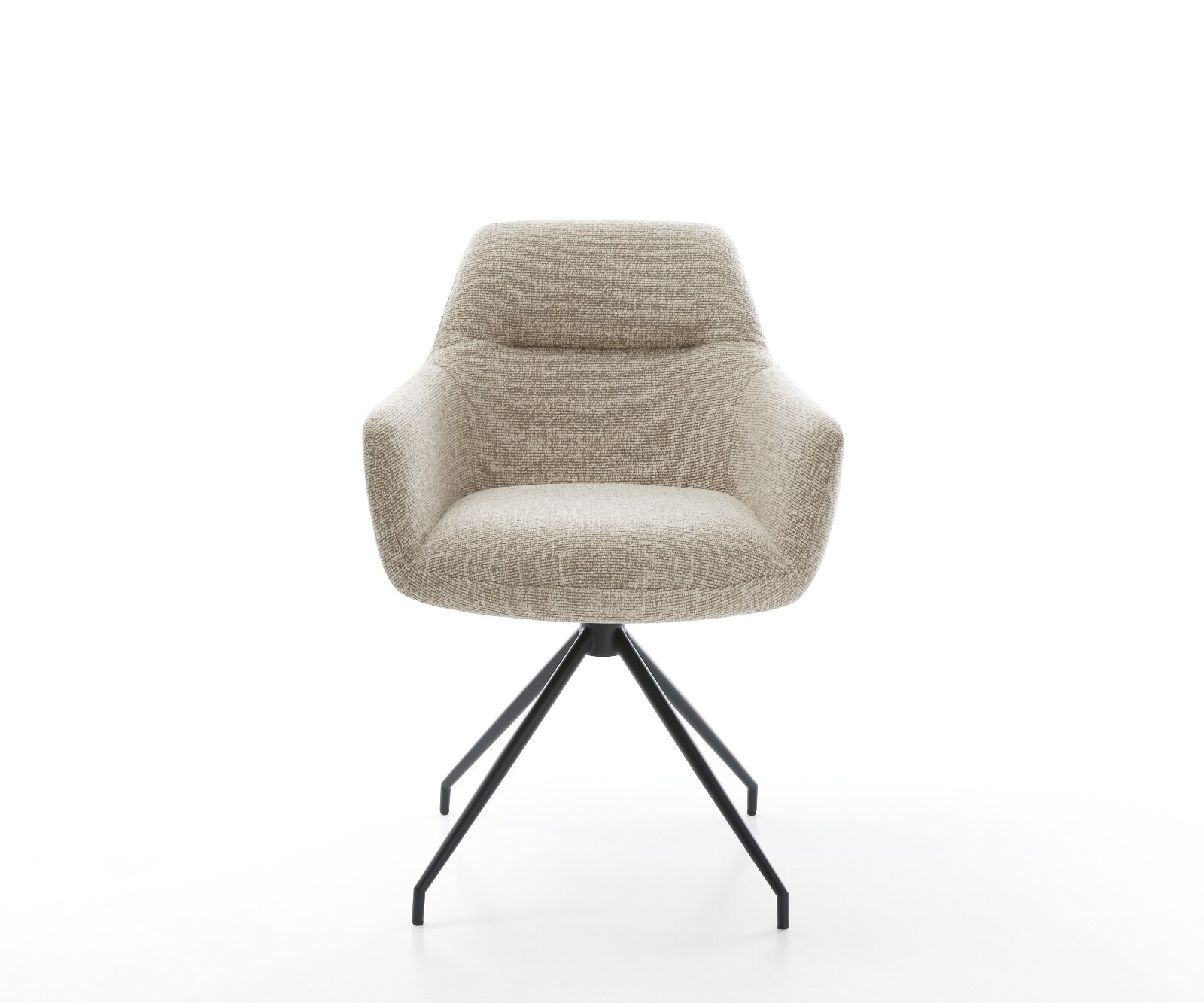 Chaise-de-salle-à-manger Pejo-Flex tissu tissé doux beige pied croisé conique noir resorts ensachés 2