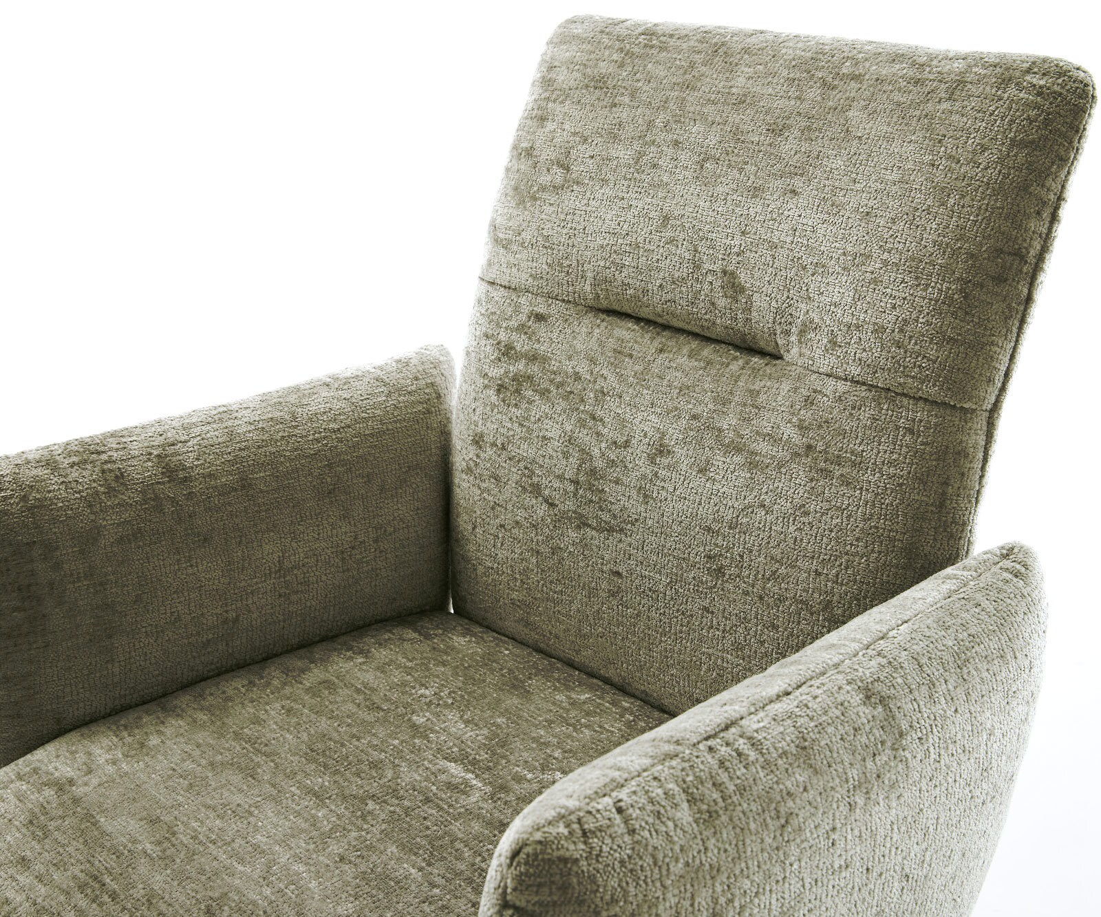Chaise-pivotante Jova-Flex avec accoudoirs chenille olive pied croisé large noir pivotement sur 360° fonction bascule ressorts ensachés 3