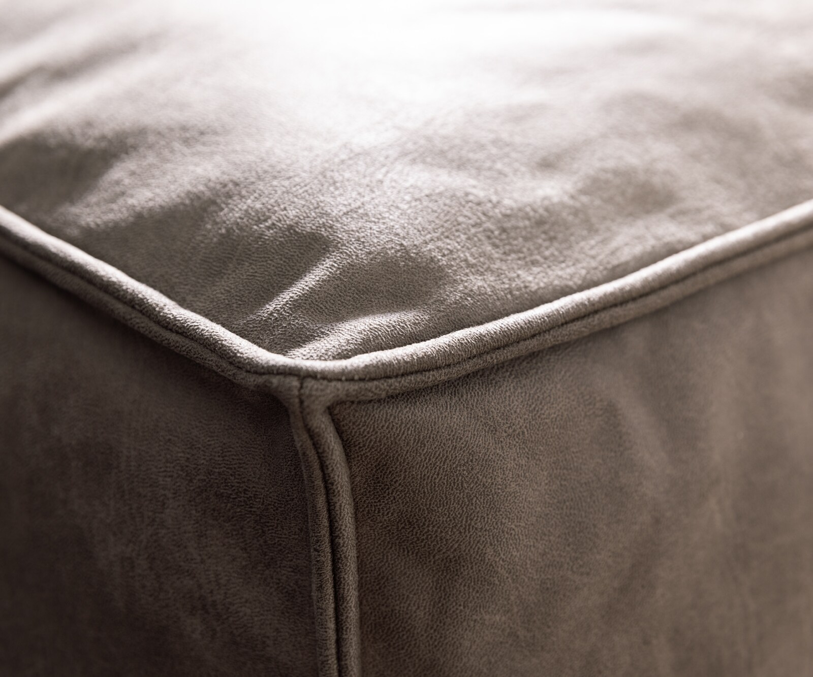 Bigsofa Freestyle 280x110 cm Tissu microfibre Taupe Vintage couture passepoilée 4