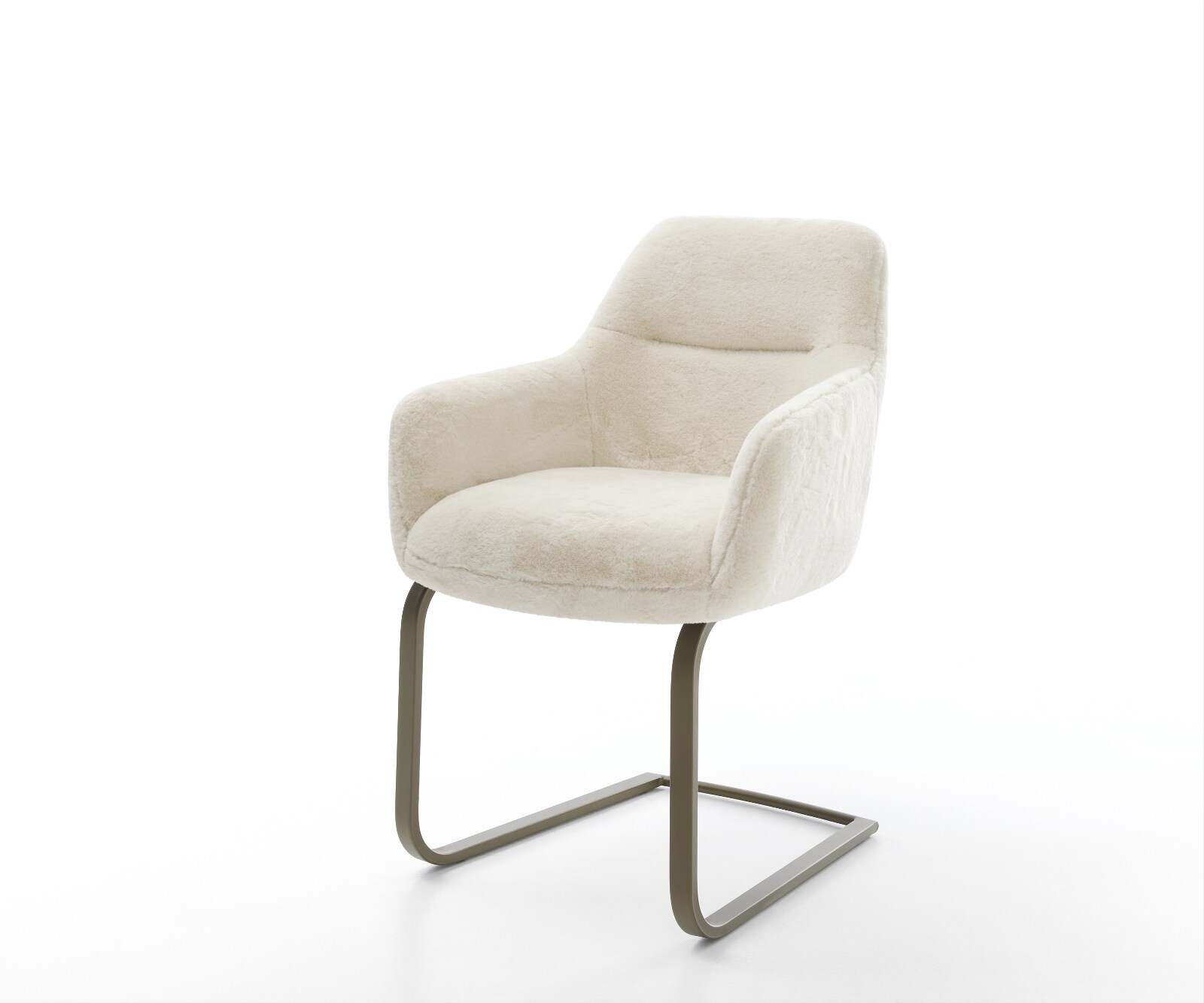 Cantilever Pejo-Flex peluche crème-blanc pied cantilever plat aspect titane resorts ensachés