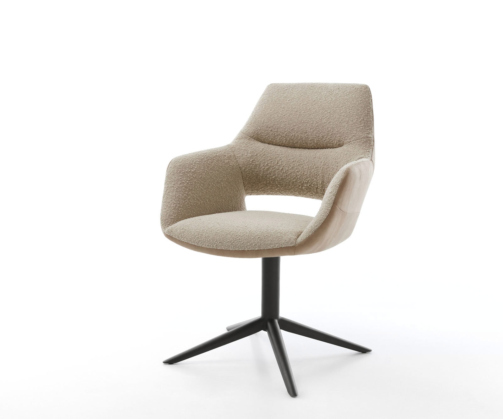 Chaise-pivotante Yago-Flex avec accoudoirs tissu mixte couleur boue pied de chaise 4 branches noir pivotement sur 360° fonction bascule ressorts ensachés Chaise-pivotante Yago-Flex avec accoudoirs tissu mixte couleur boue pied de chaise 4 branches noir pivotement sur 360° fonction bascule ressorts ensachés