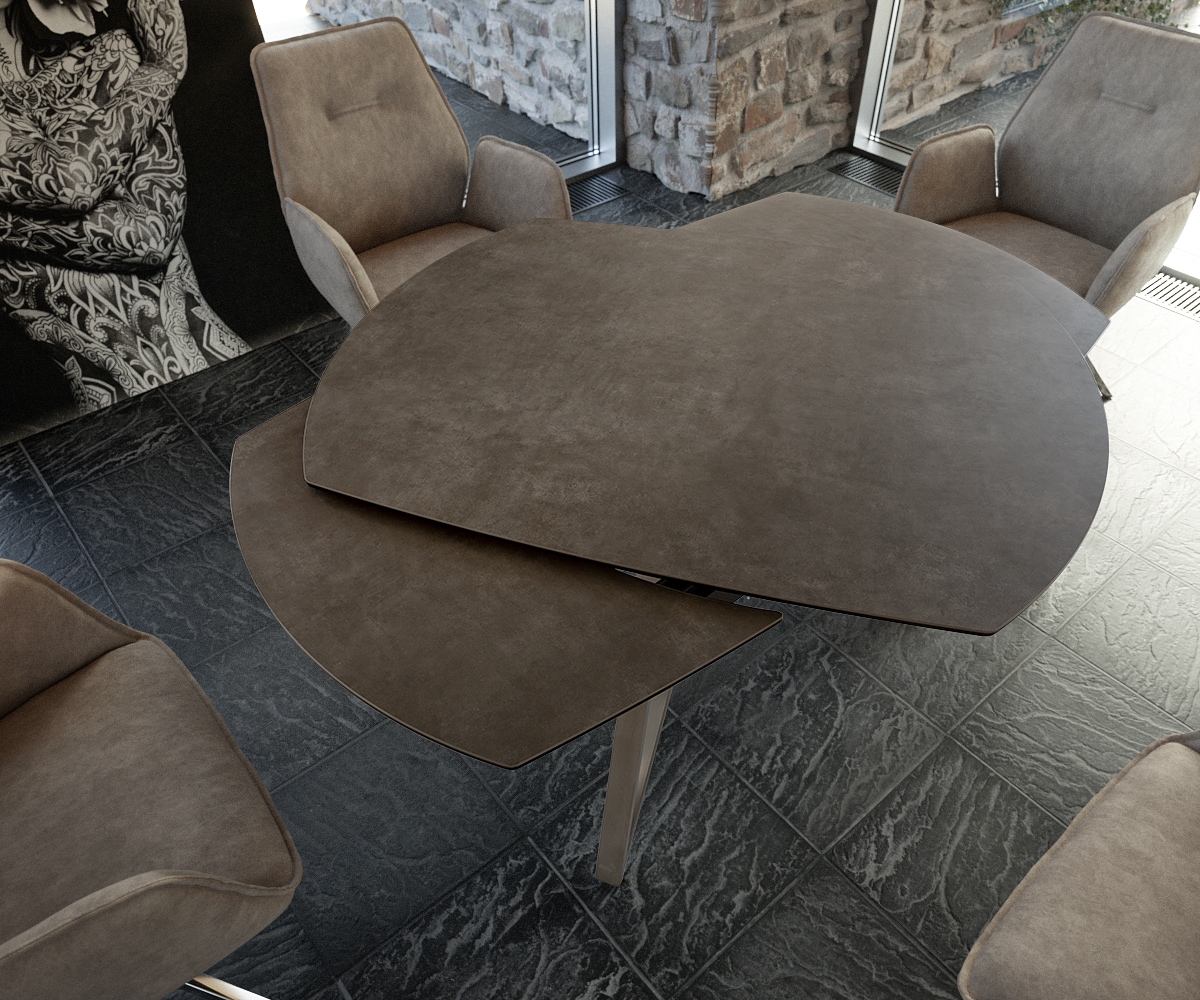 Table-manger Carlow 130/200x95 cm céramique marron acier inoxydable extensible 2 Table-manger Carlow 130/200x95 cm céramique marron acier inoxydable extensible 2