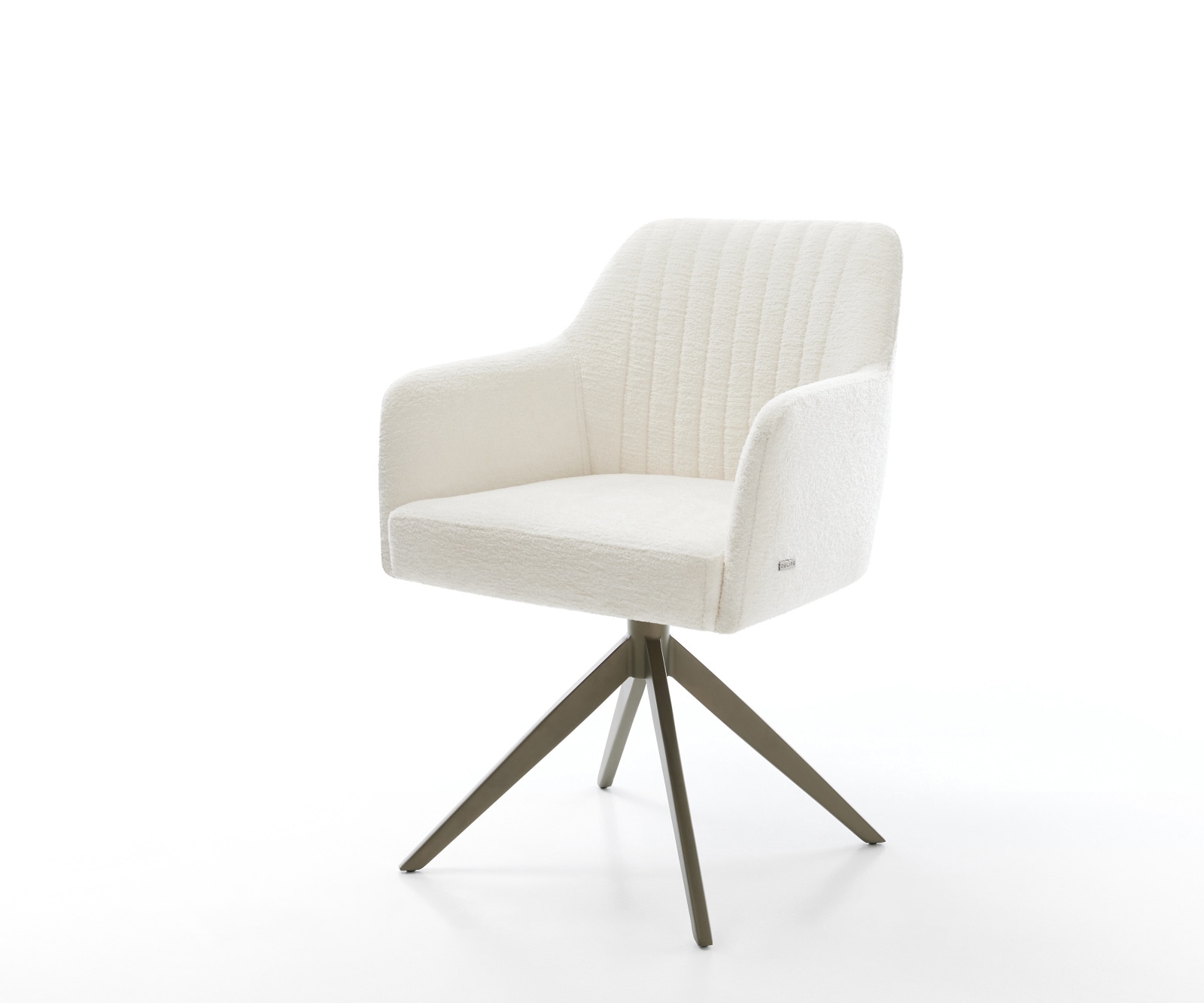 Chaise-pivotante Greg-Flex bouclé doux beige pied croisé large aspect titane pivotement sur 360° fonction bascule resorts ensachés 1