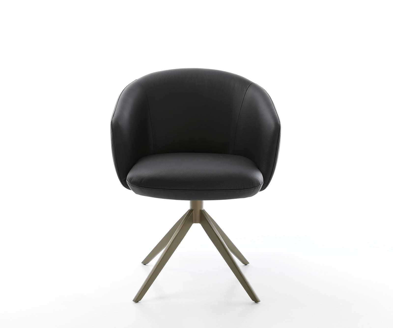 Chaise-pivotante Caja-Flex avec accoudoirs cuir de vache noir pied croisé large aspect titane pivotement sur 360° ressorts ensachés 1 Chaise-pivotante Caja-Flex avec accoudoirs cuir de vache noir pied croisé large aspect titane pivotement sur 360° ressorts ensachés 1