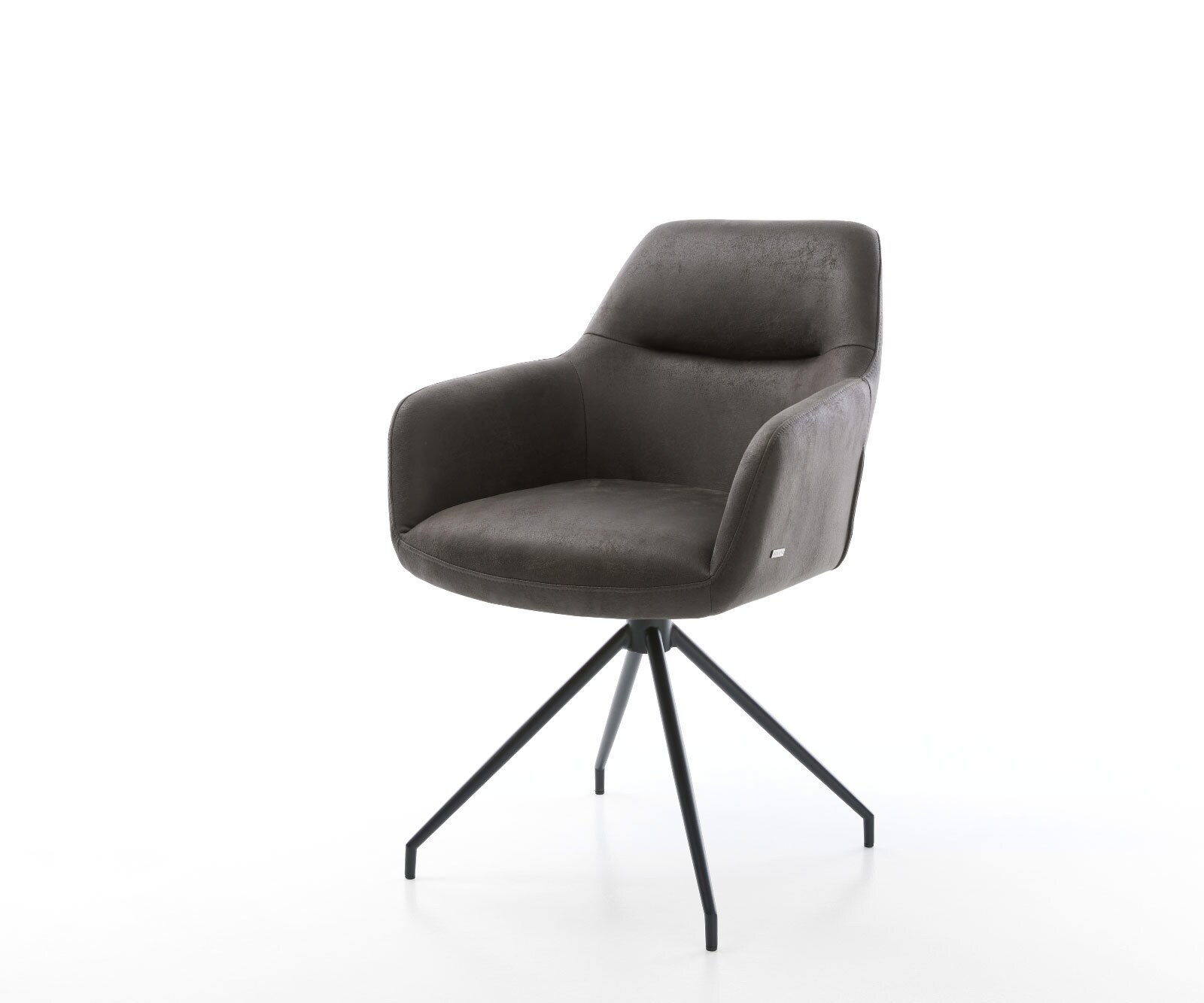Chaise-de-salle-à-manger Pejo-Flex microvelours anthracite vintage pied croisé conique noir ressorts ensachés