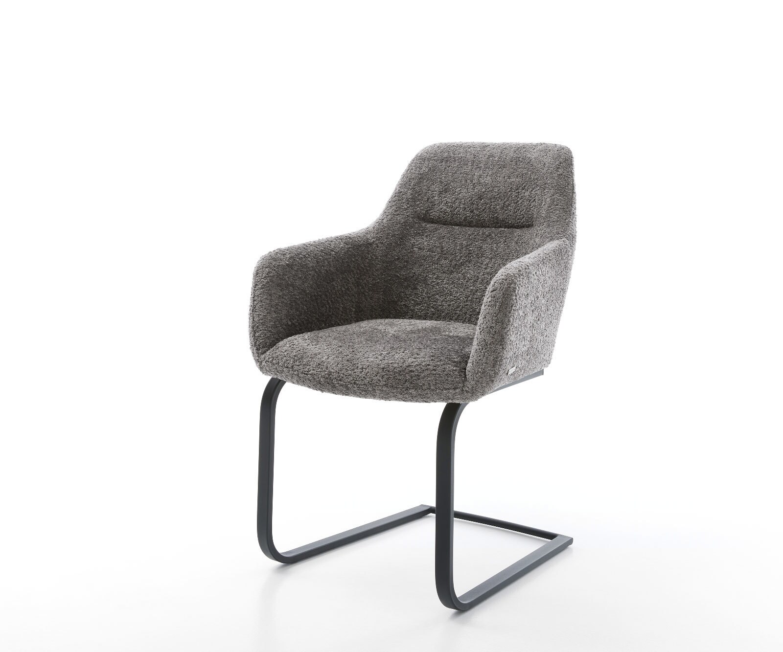Cantilever Pejo-Flex bouclé gris pied cantilever plat noir ressorts ensachés