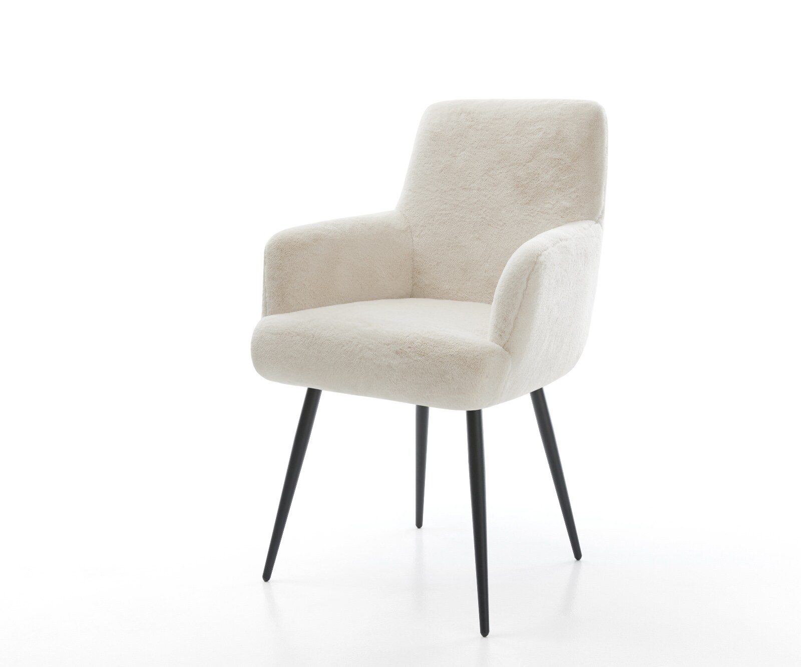 Chaise-de-salle-à-manger Heira-Flex avec accoudoirs peluche crème-blanc 4 pieds coniques noir resorts ensachés 1