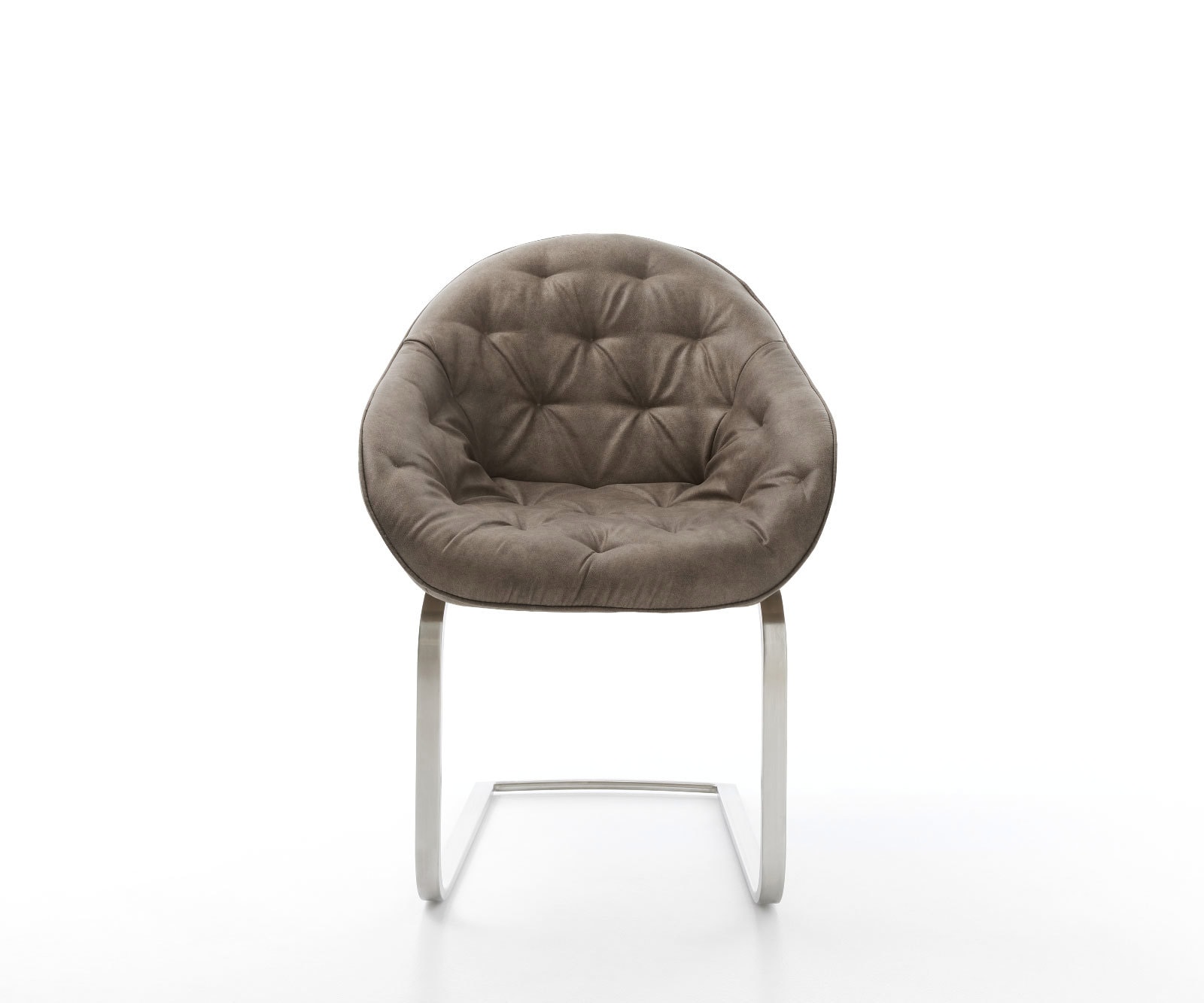 Cantilever Gaio-Flex microvelours taupe vintage pied cantilever plat acier inoxydable brossé 1 Cantilever Gaio-Flex microvelours taupe vintage pied cantilever plat acier inoxydable brossé 1
