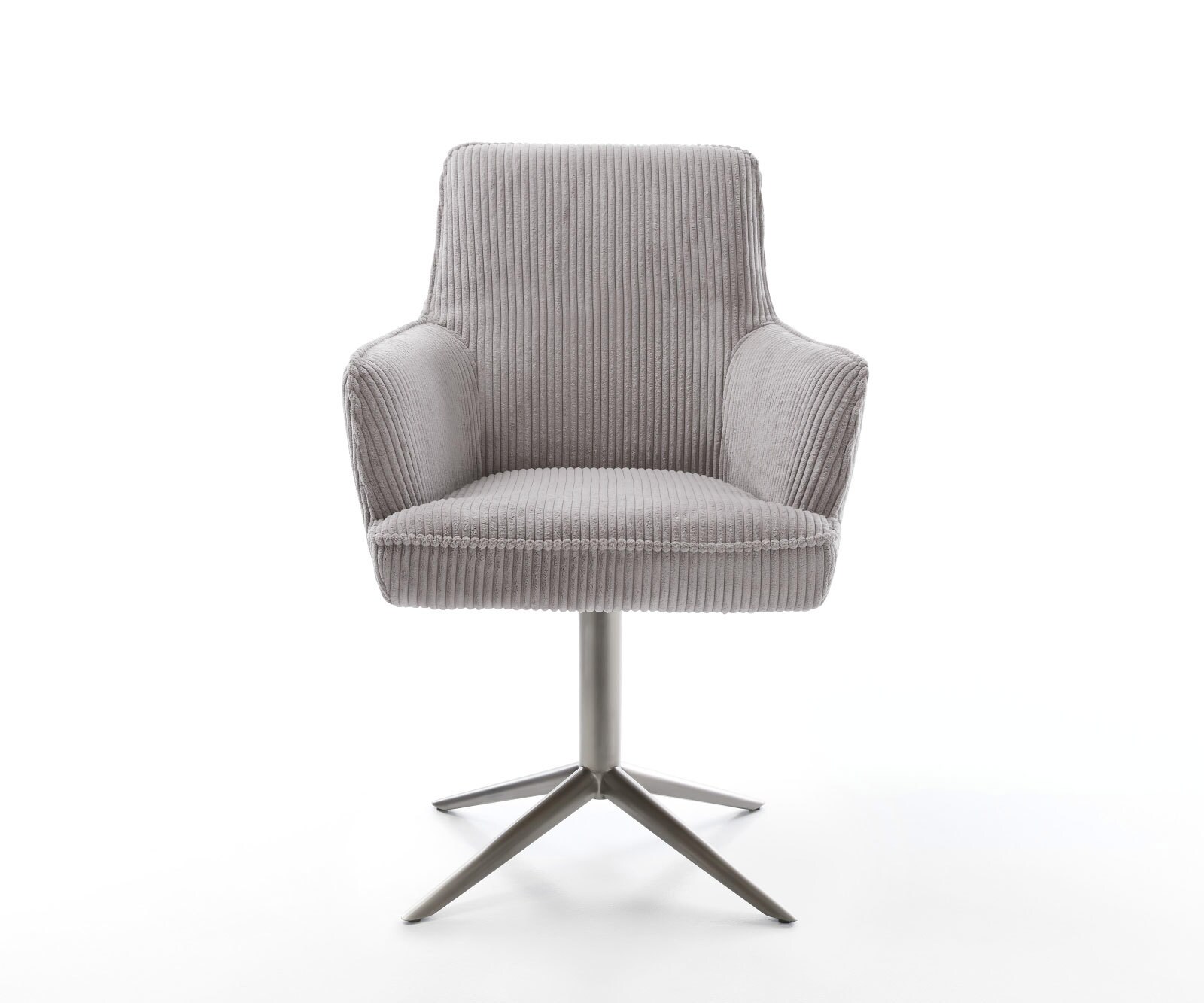 Chaise-pivotante Heira-Flex mit Armlehnen côtelé gris argenté pied de chaise 4 branches grafiete pivotement sur 360° fonction bascule ressorts ensachés 2