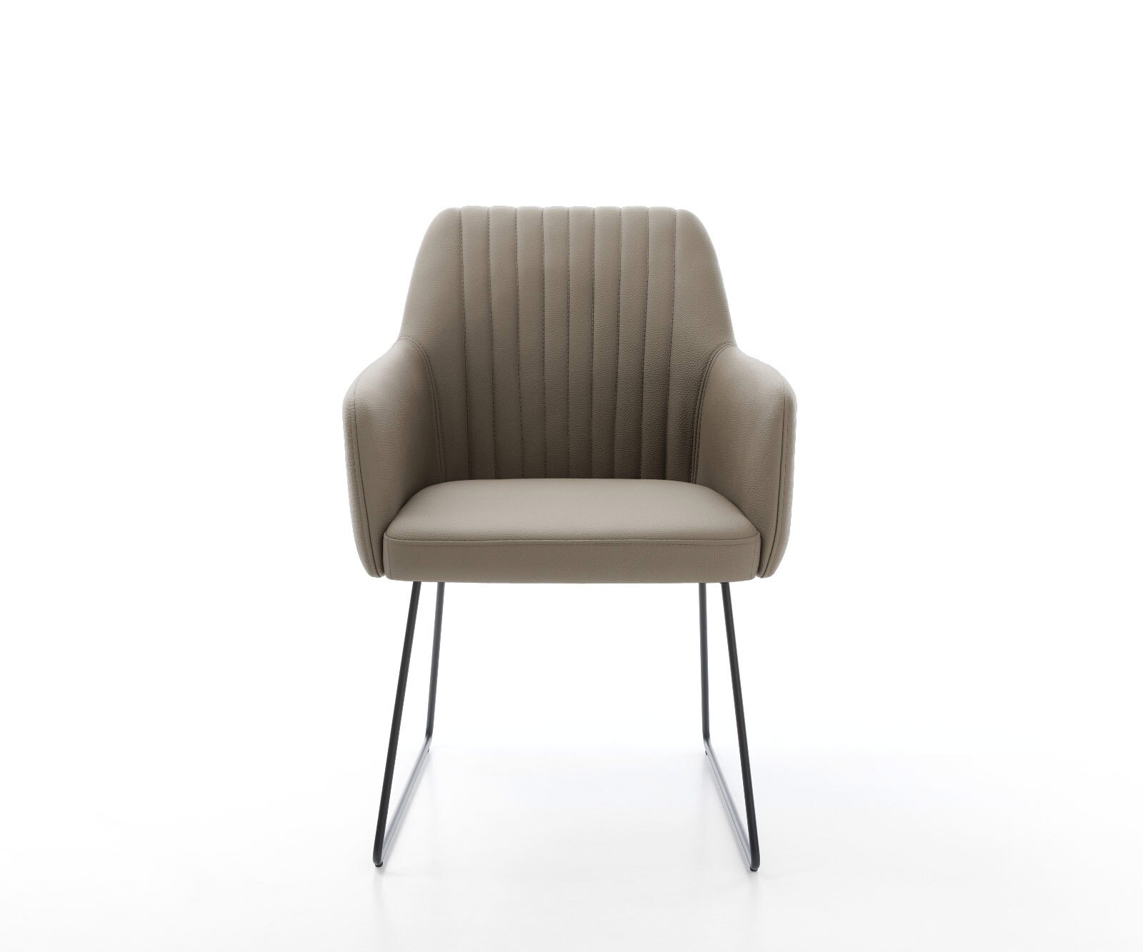 Chaise-de-salle-à-manger Greg-Flex cuir de vache couleur boue pied trapèze noir ressorts ensachés 1