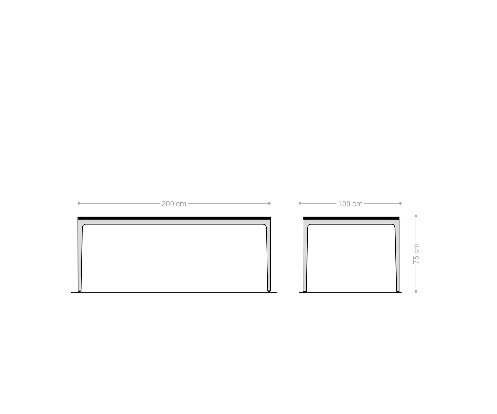 Table-à-manger Escina 200x100 cm Céramique Laminam®Noir Desir Marron Piétement Aluminium 9