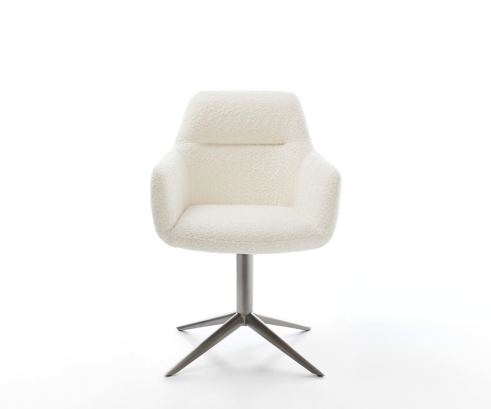 Chaise-pivotante Pejo-Flex bouclé blanc pied de chaise 4 branches grafiete pivotement sur 360° fonction bascule ressorts ensachés 1