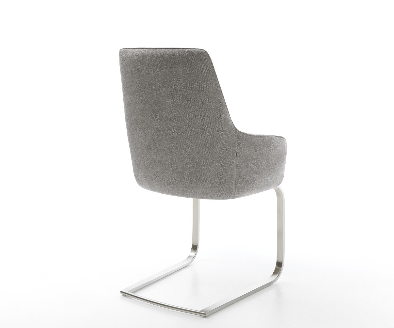 Cantilever Zelia-Flex avec accoudoirs tissu structuré doux gris pied cantilever plat acier inoxydable ressorts ensachés 5