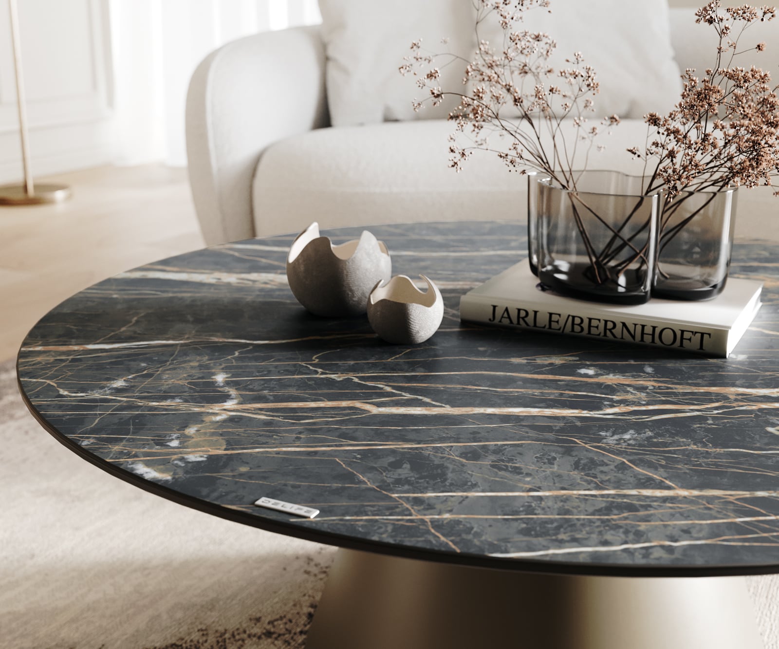 Table-basse Borna 100x100 cm Céramique Laminam®Noir Desir Marron Piétement Conique Finition Effet Titane 6 Table-basse Borna 100x100 cm Céramique Laminam®Noir Desir Marron Piétement Conique Finition Effet Titane 6