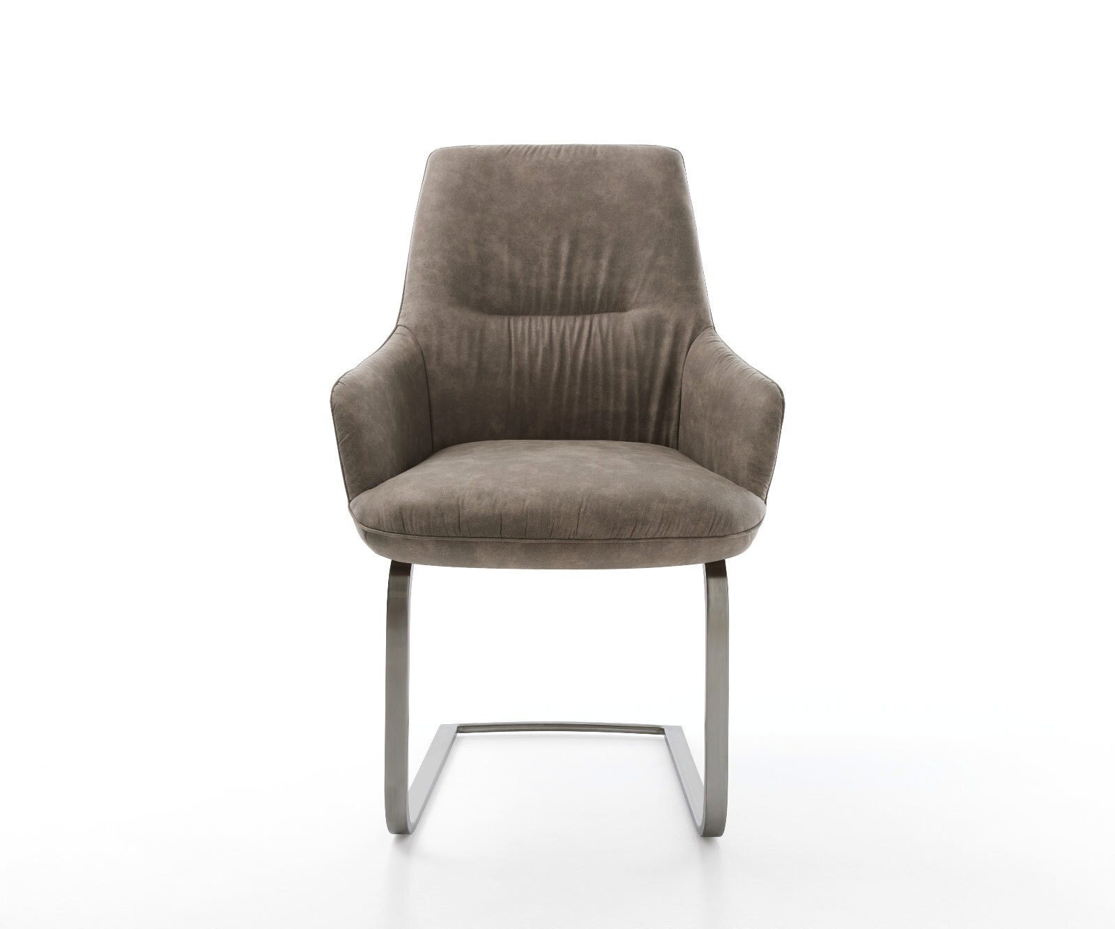 Cantilever Zelia-Flex avec accoudoirs microvelours taupe vintage pied cantilever plat grafiete ressorts ensachés 1