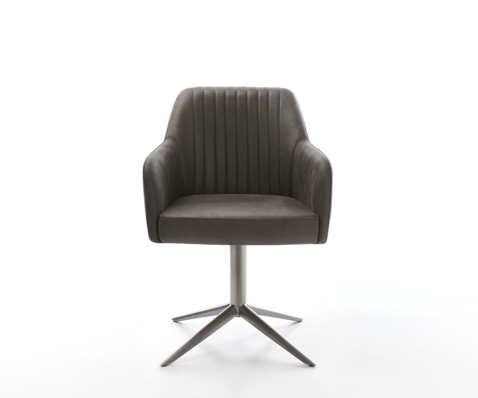 Chaise-pivotante Greg-Flex microvelours anthracite vintage pied de chaise 4 branches grafiete pivotement sur 360° fonction bascule ressorts ensachés 1