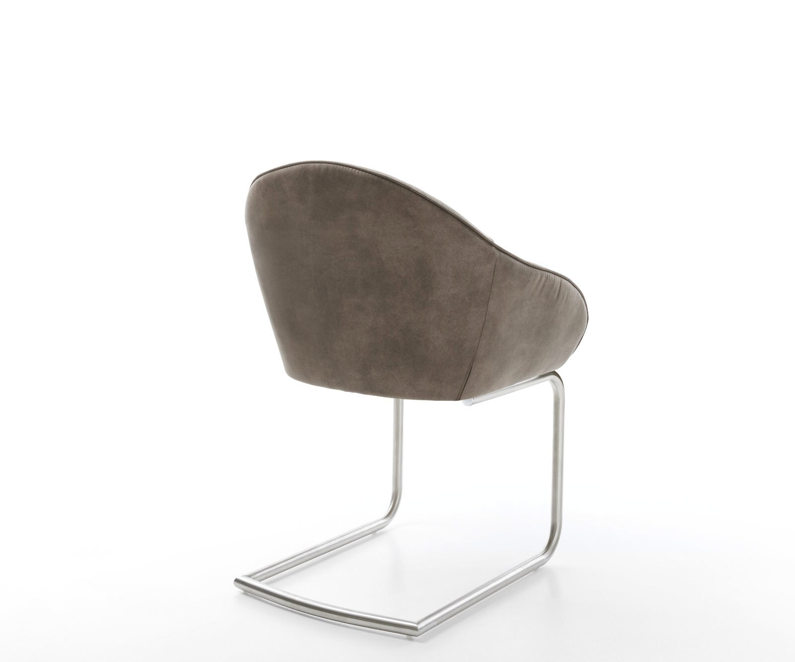 Cantilever Gaio-Flex microvelours taupe vintage pied cantilever rond acier inoxydable brossé 4 Cantilever Gaio-Flex microvelours taupe vintage pied cantilever rond acier inoxydable brossé 4